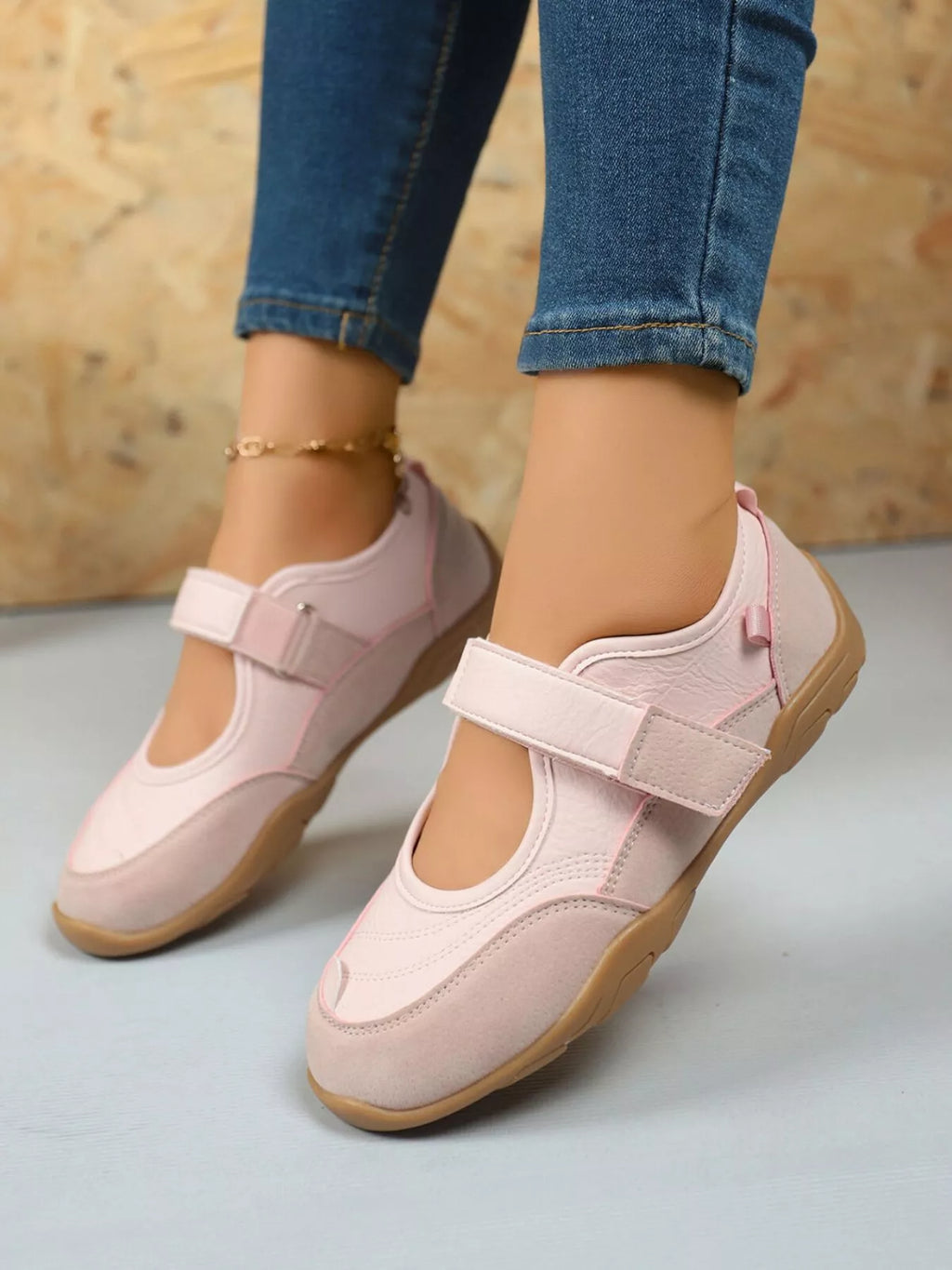 Round Toe Flats Velcro Strap Loafers
