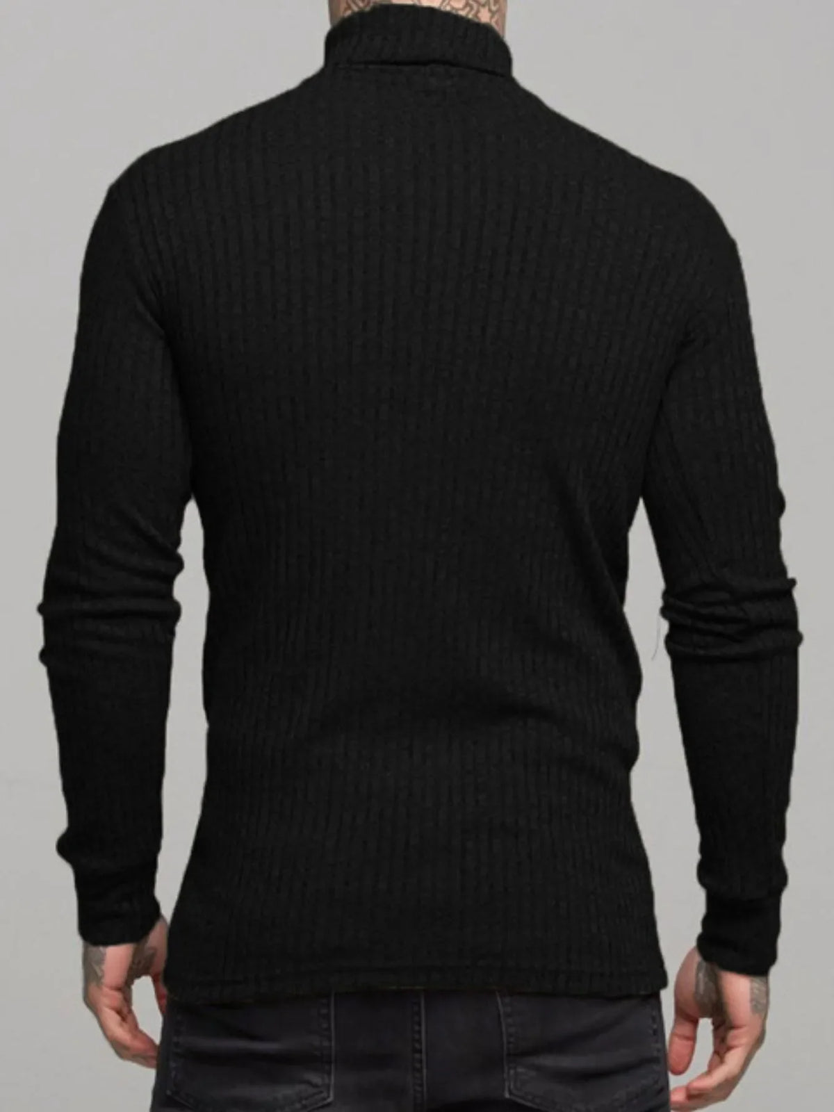 Men's Ribbed Turtleneck Long Sleeve Sweater
