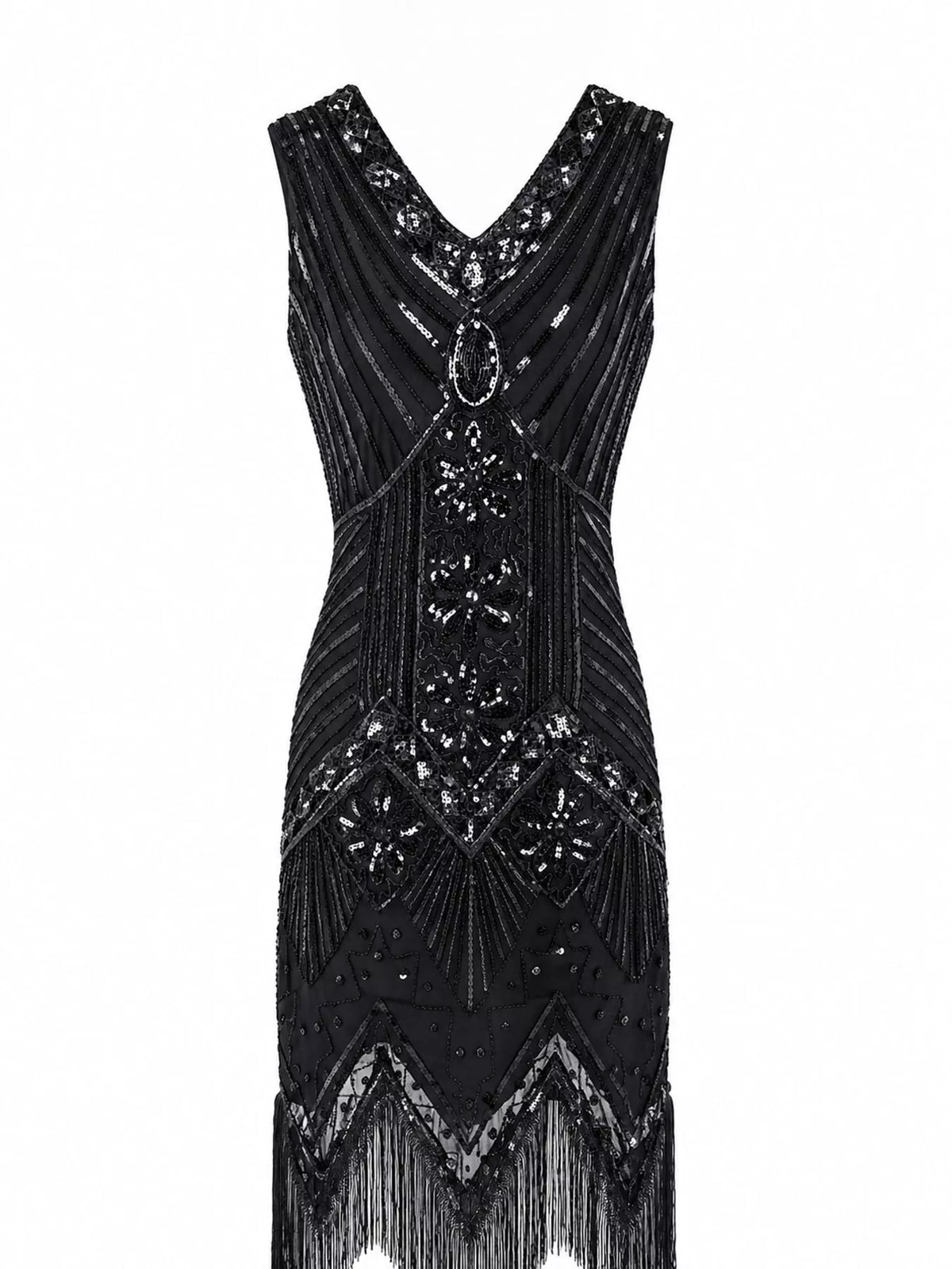 Full Size Sequin Fringe Hem Sleeveless Dress Plus Size