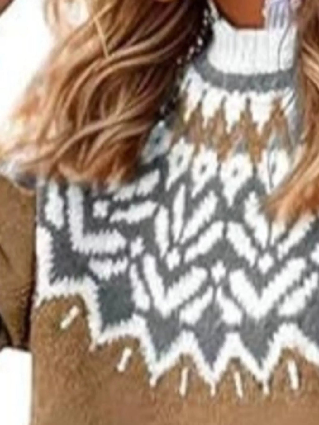 Full Size Fair Isle Patterned Long Sleeve Sweater Plus Size