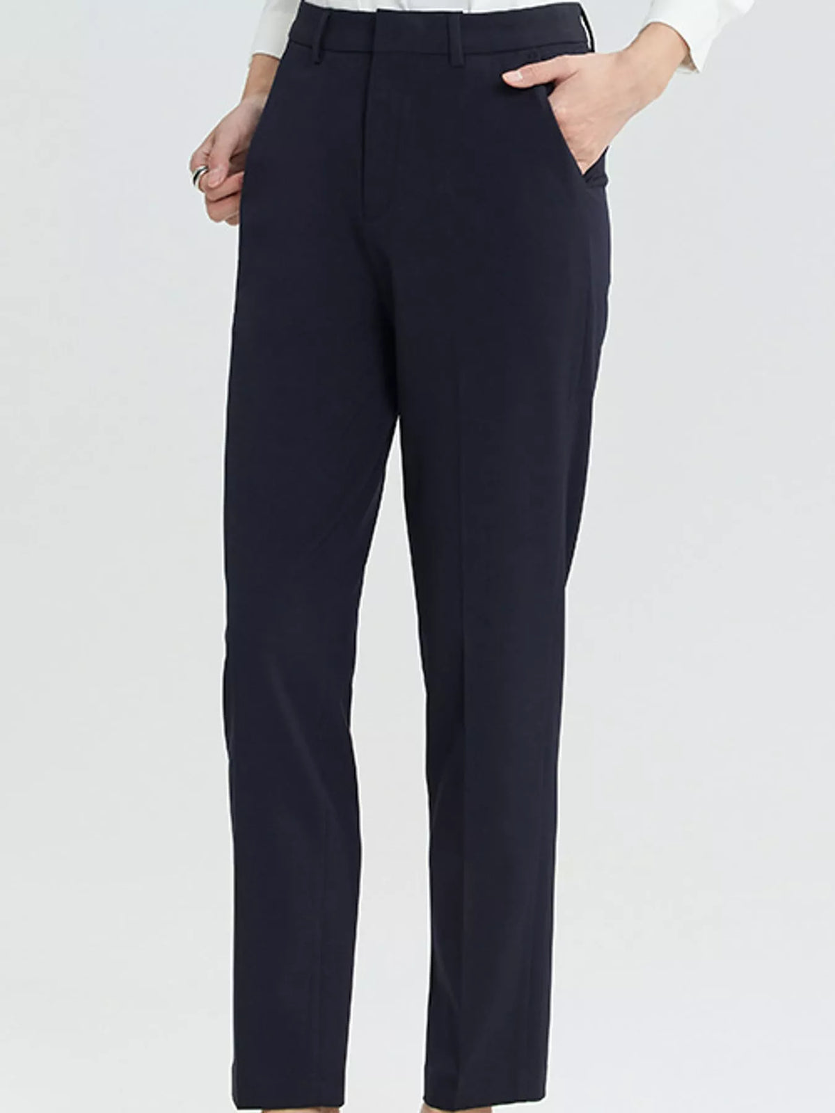 High-Waisted Straight Slim-Fit Pants