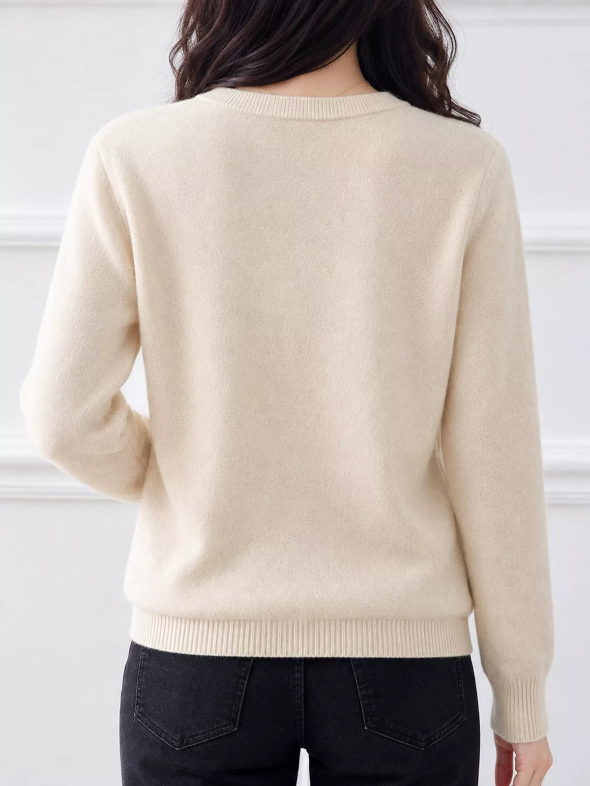 Crew Neck Button-Down Cardigan