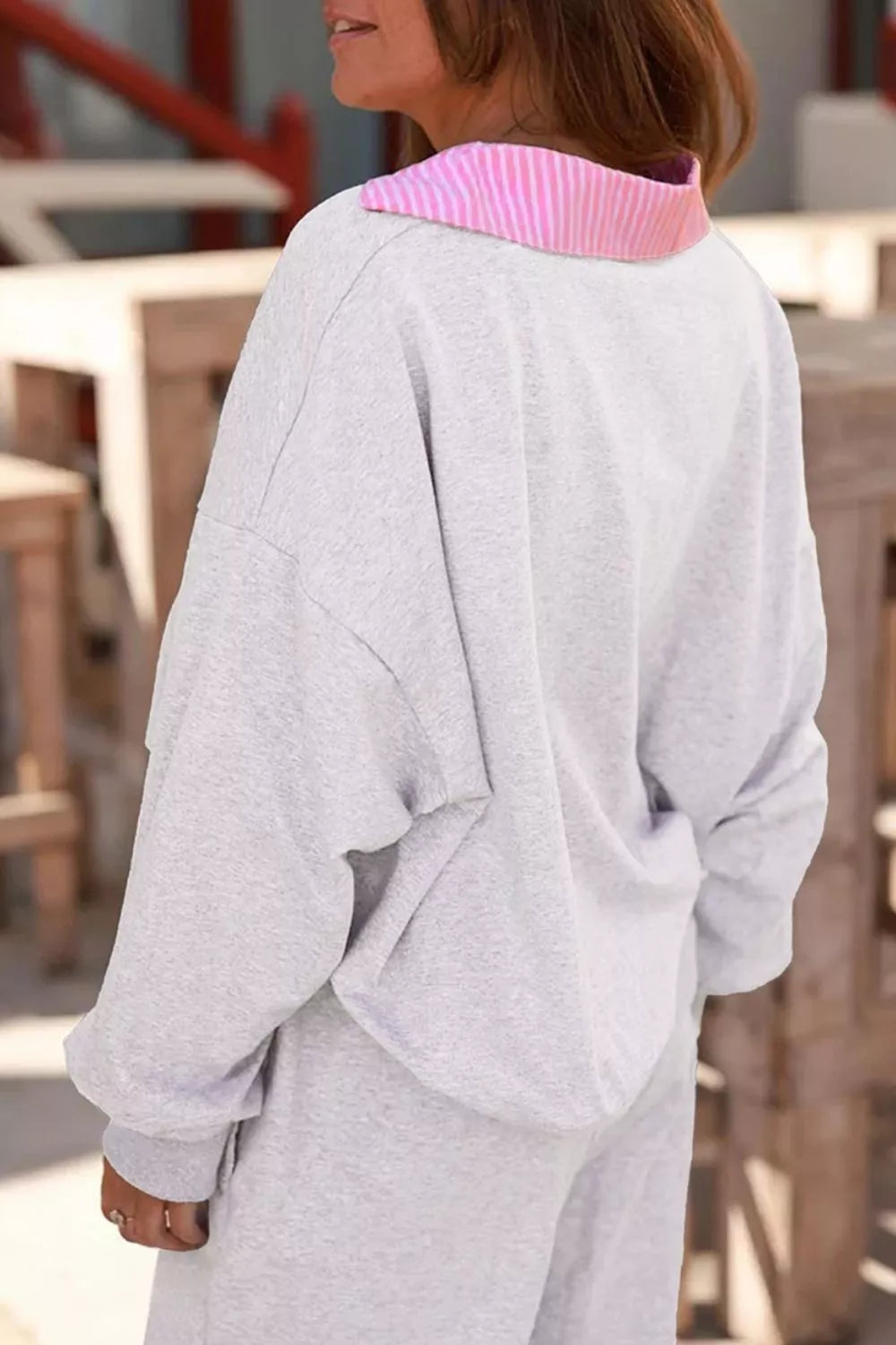 Dropped Shoulder Sweatshirt and Drawstring Pants Set