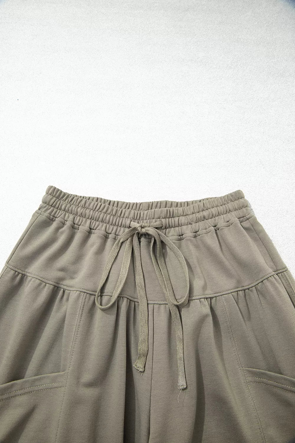Elastic Waist Drawstring Wide Leg Full Length Pants