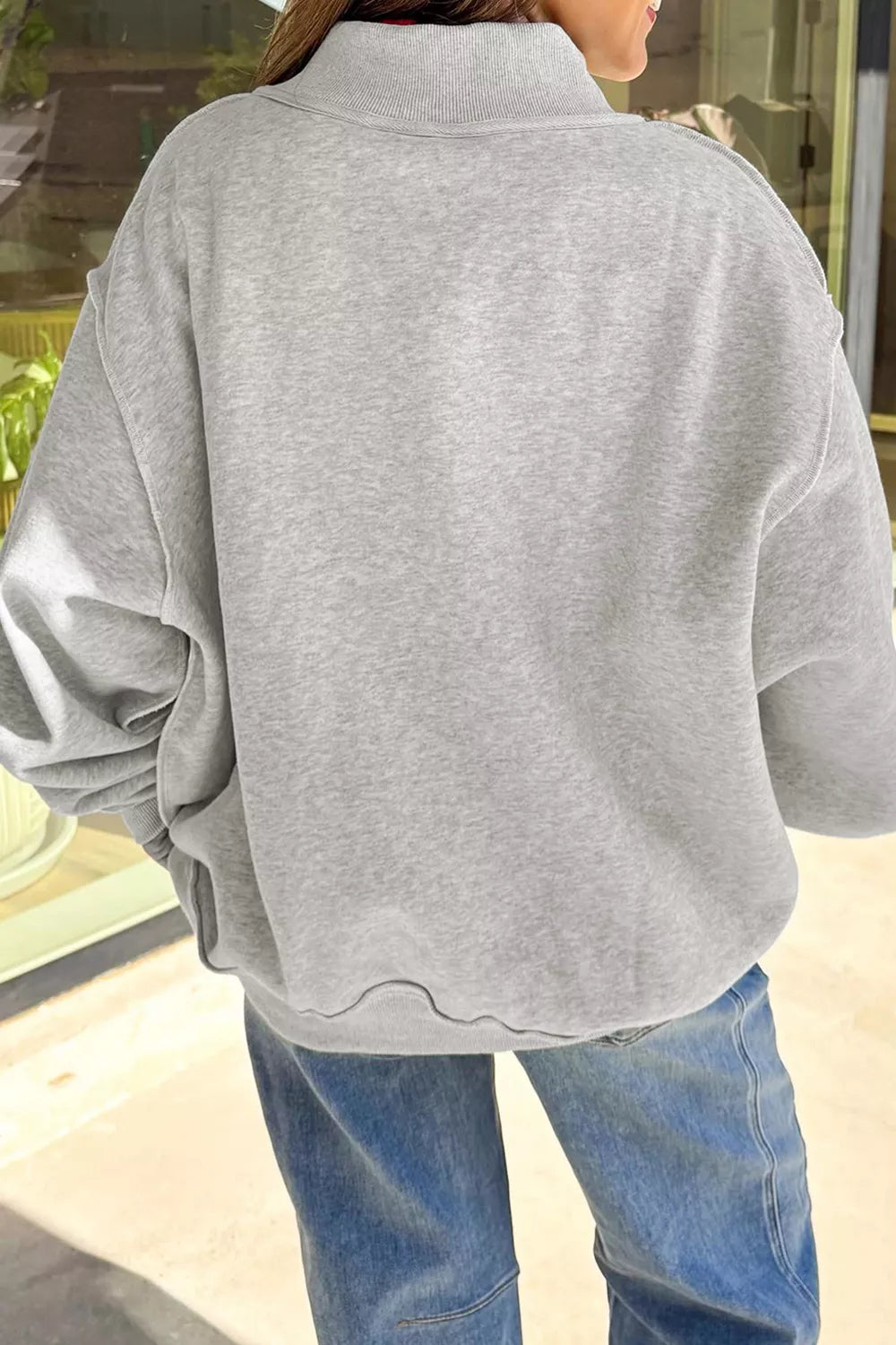 Reversible Halloween Graphic Mock Neck Tunic Sweatshirt