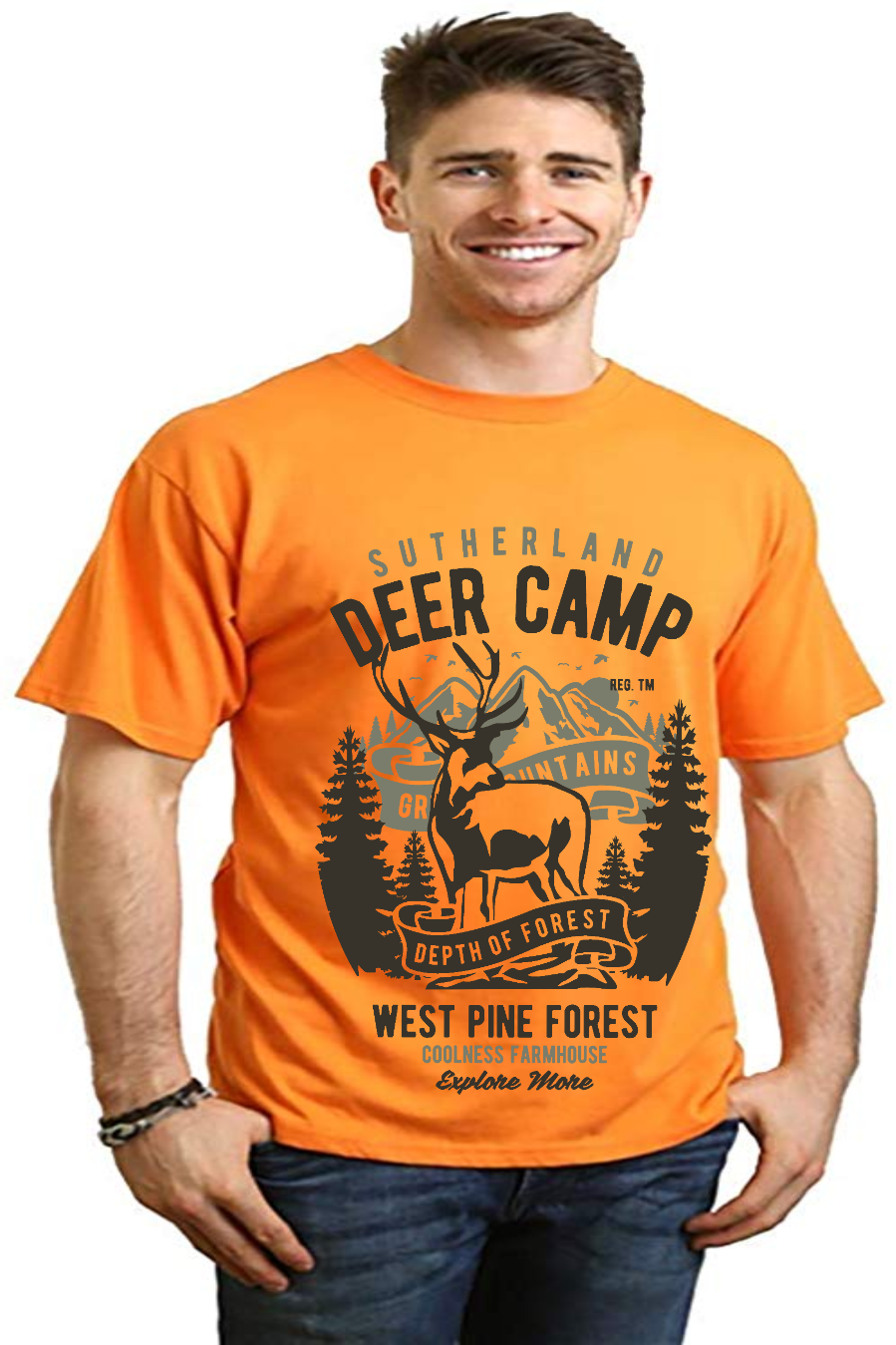 Deer Camp Men's Bamboo Viscose/Organic Cotton Short Sleeve Graphic T-Shirt