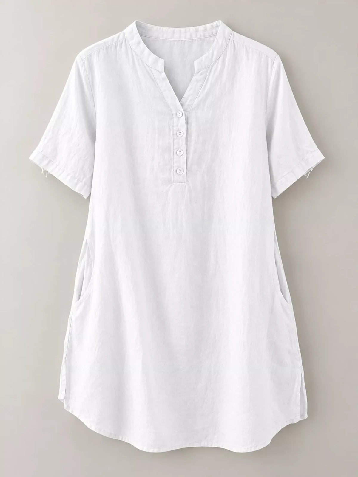 Full Size Notched Short Sleeve Oversize Blouse Plus Size