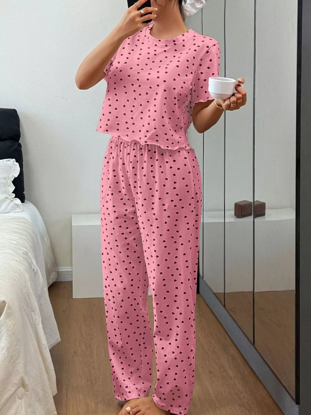 Polka Dot Short Sleeve Top and Shorts Set