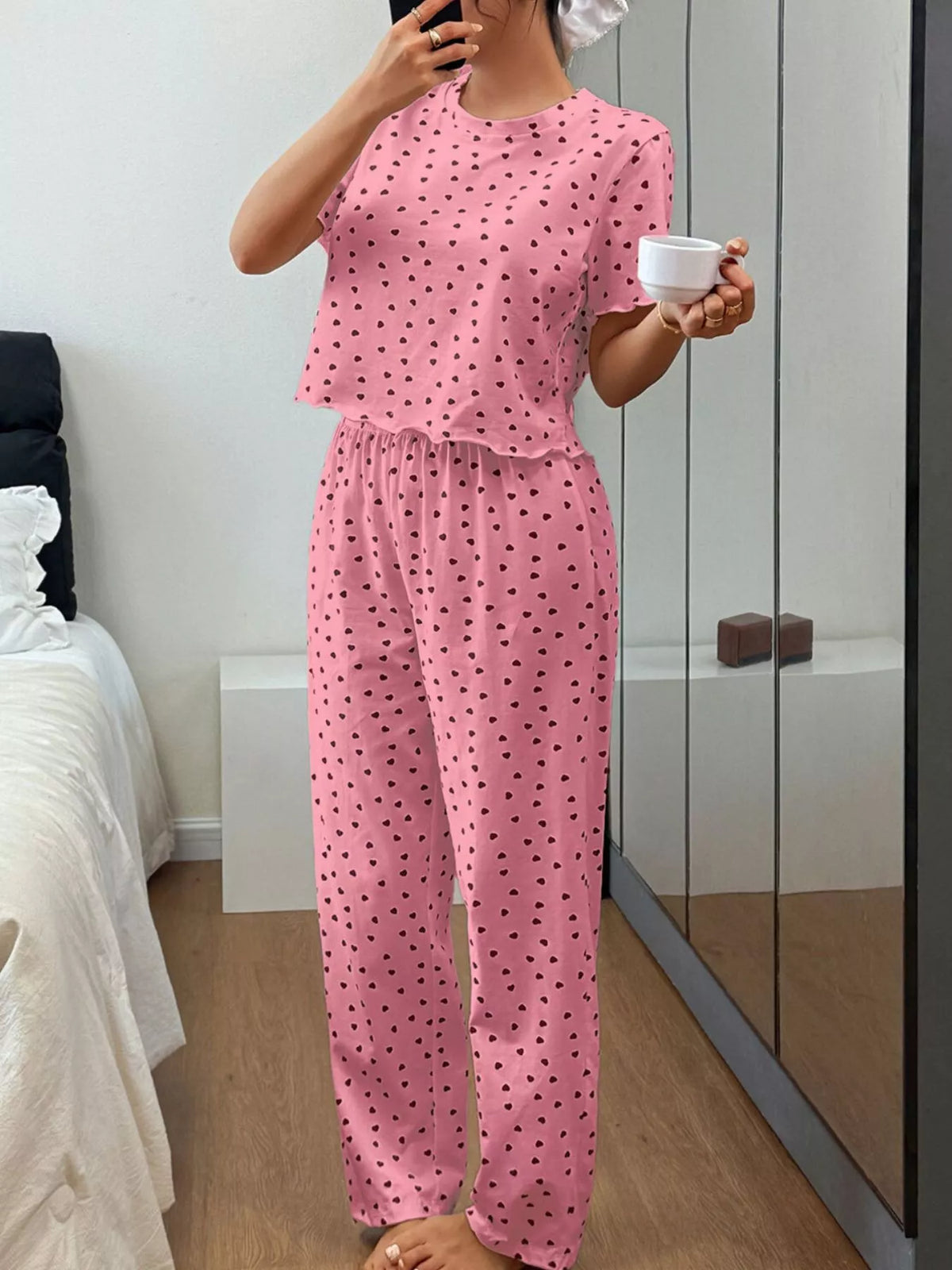 Polka Dot Short Sleeve Top and Shorts Set