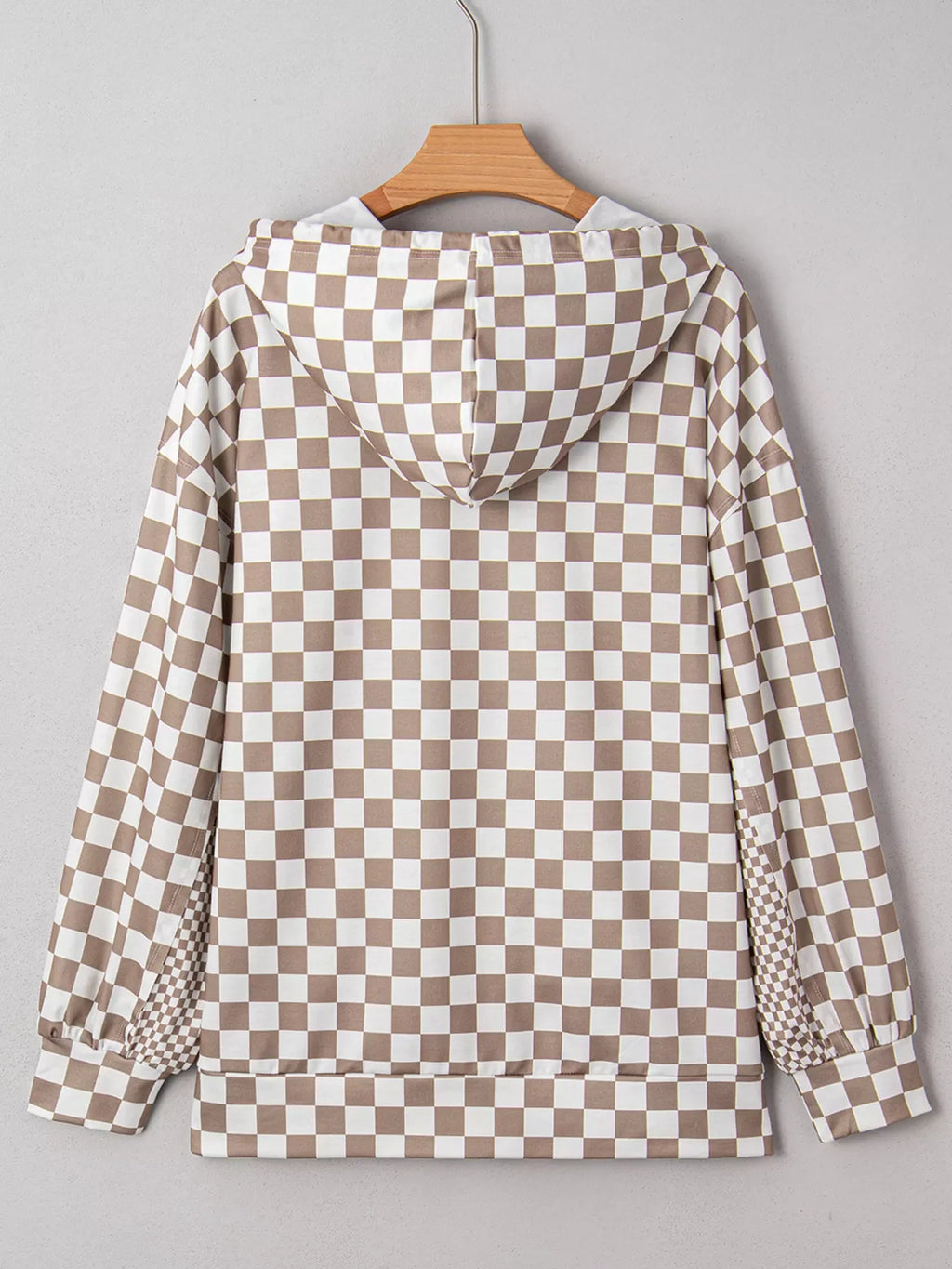 Checkered Oversized Drawstring Hoodie