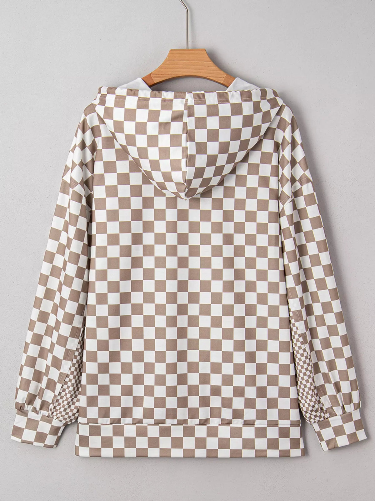 Checkered Oversized Drawstring Hoodie