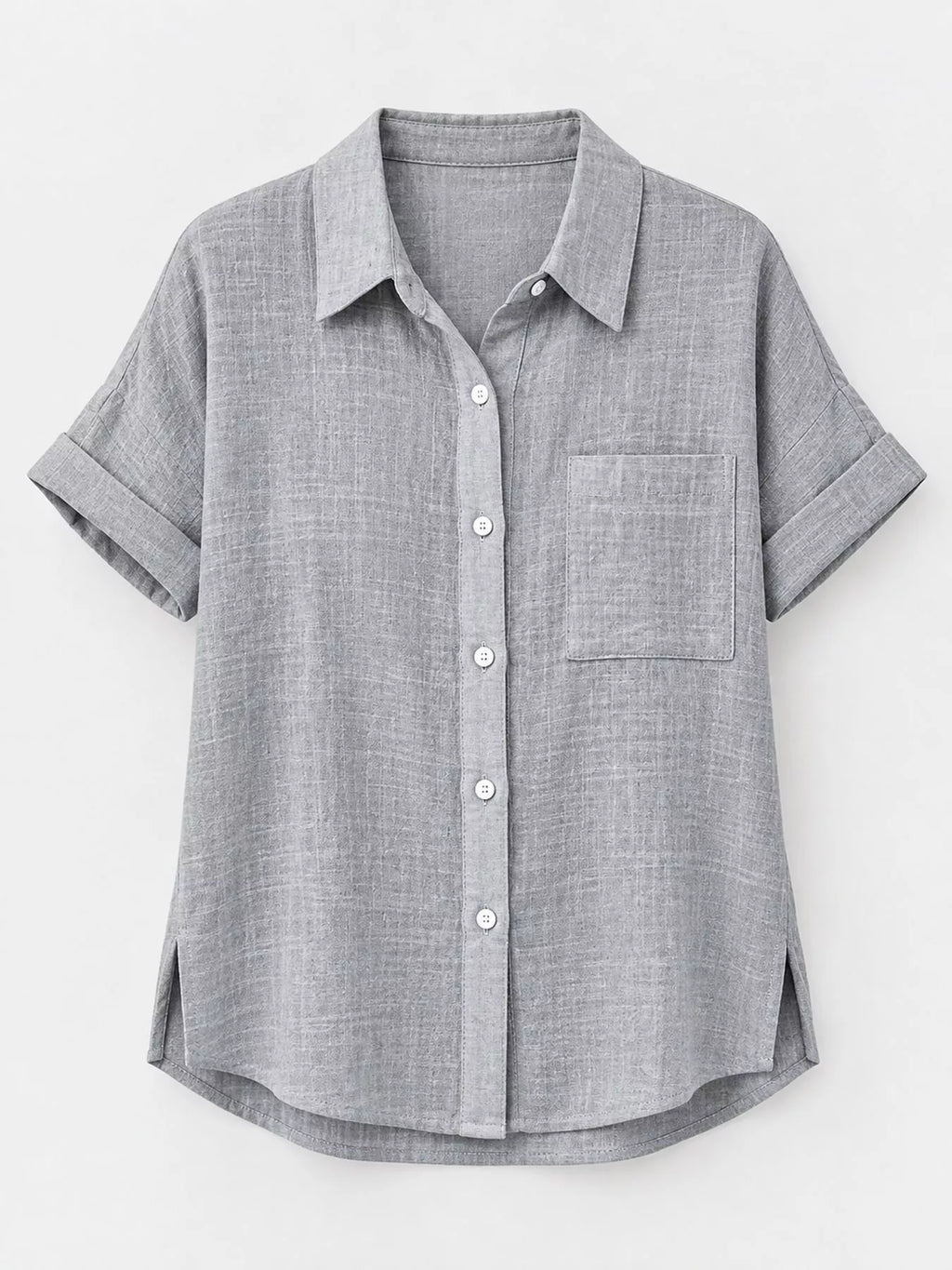 Full Size Button Up Short Sleeve Shirt Plus Size