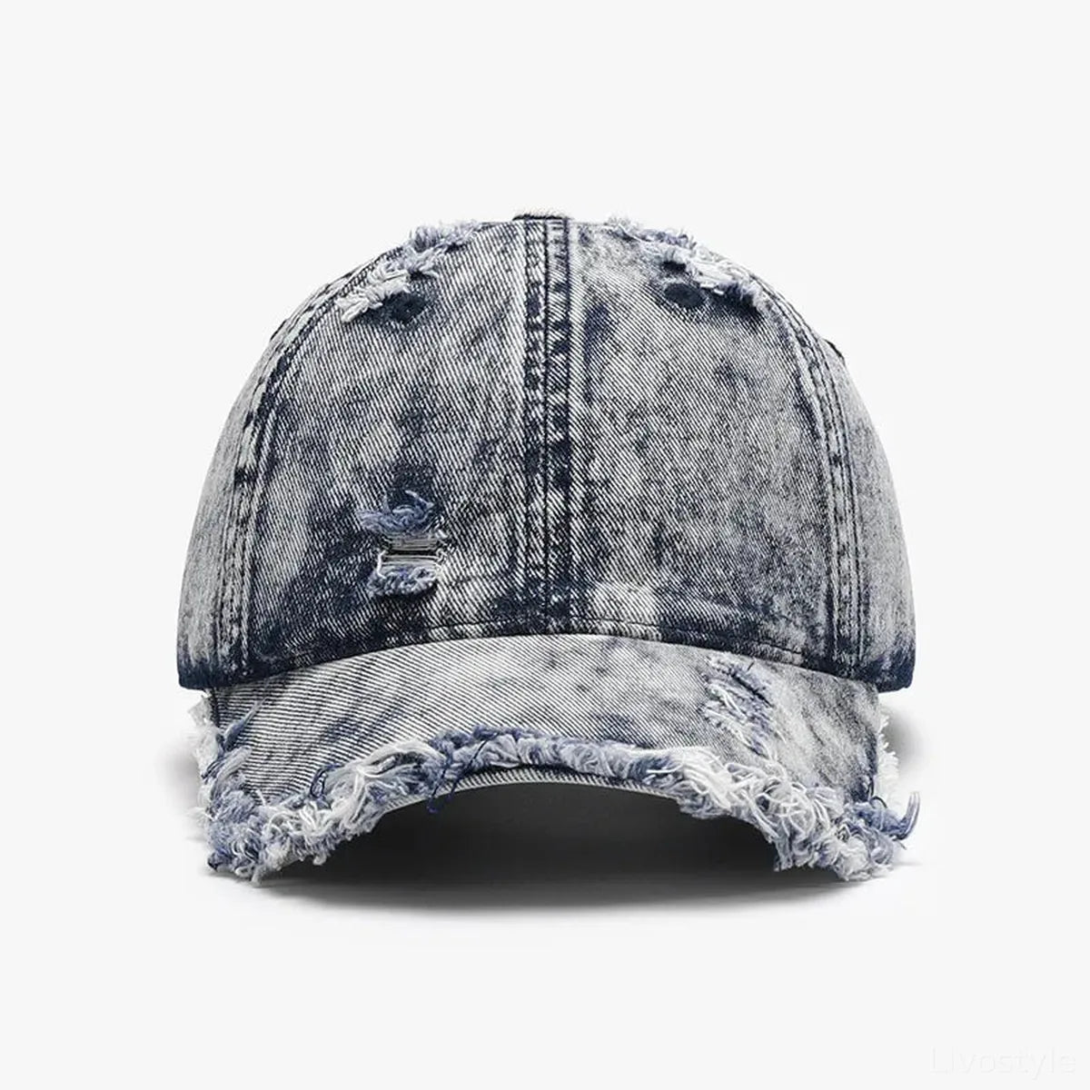 Acid Wash Distressed Frayed Cotton Baseball Cap