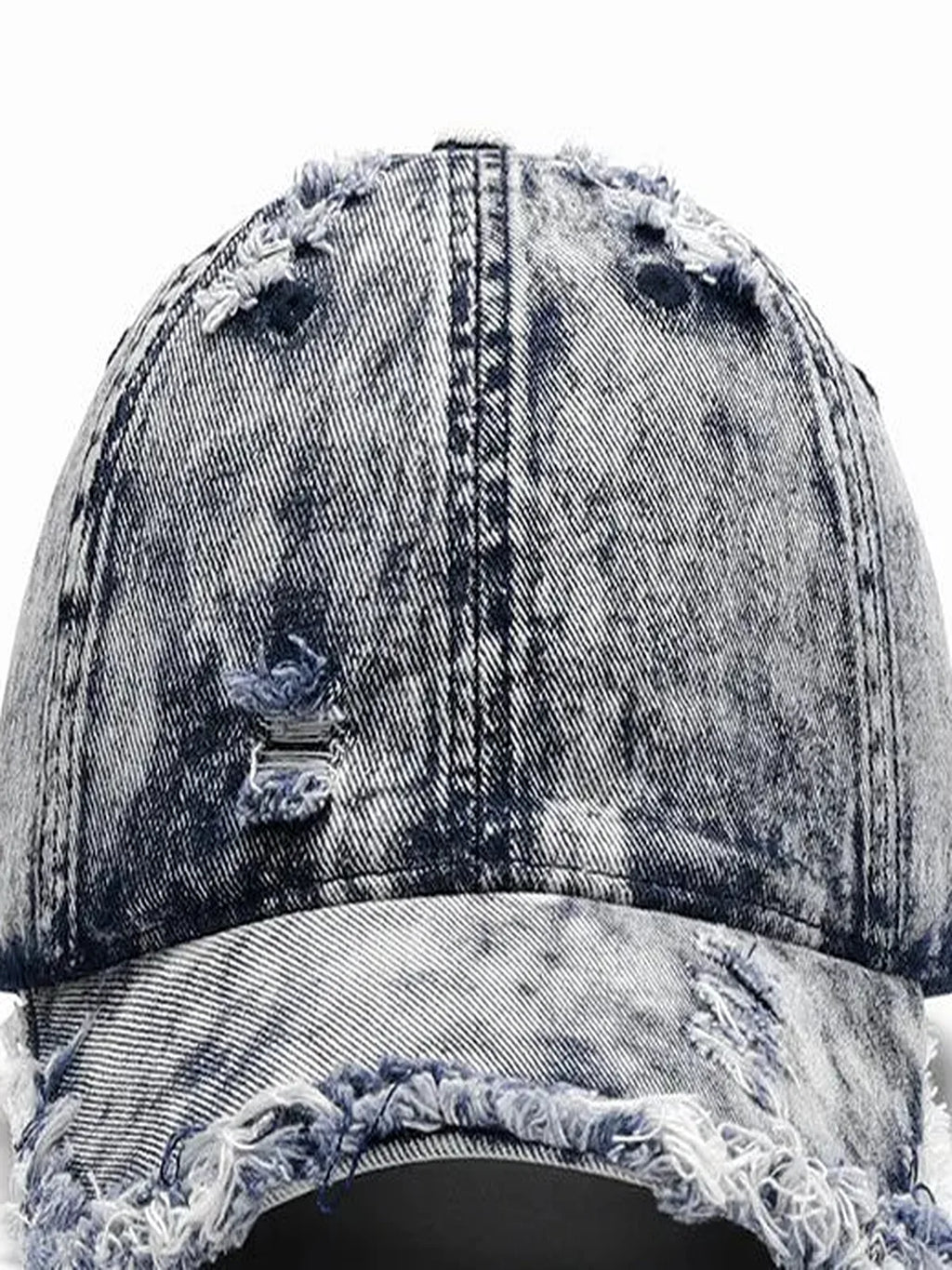 Acid Wash Distressed Frayed Cotton Baseball Cap