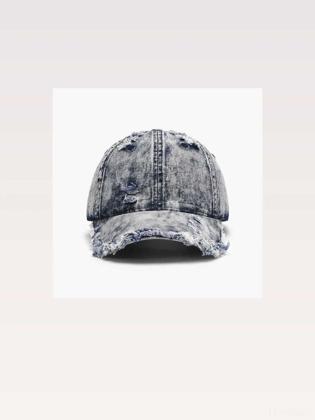 Acid Wash Distressed Frayed Cotton Baseball Cap