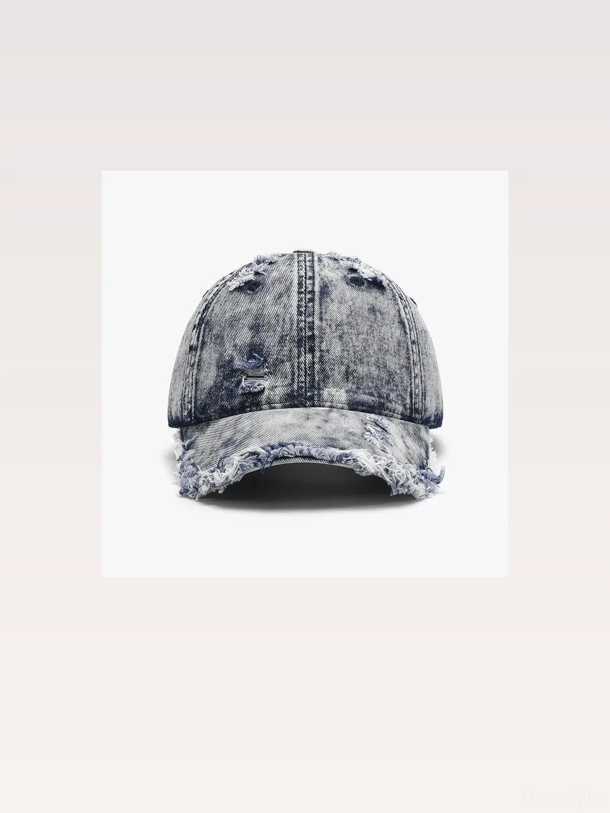 Acid Wash Distressed Frayed Cotton Baseball Cap