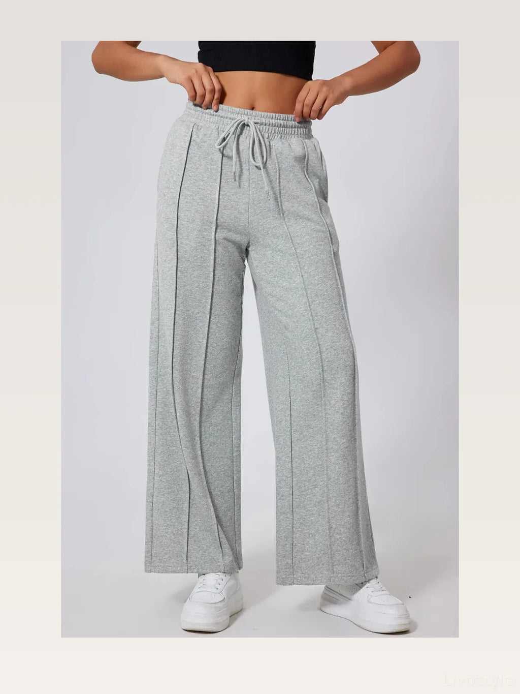 Drawstring Wide Leg Active Pants