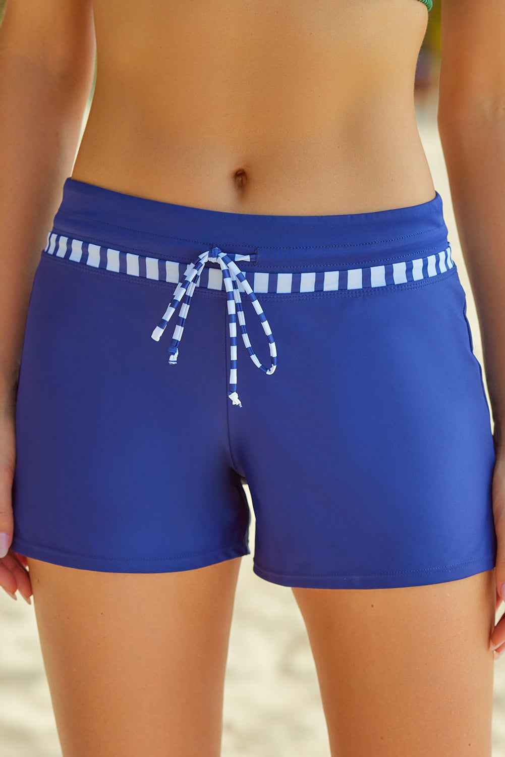 Contrast Drawstring Mid Waist Swim Bottoms