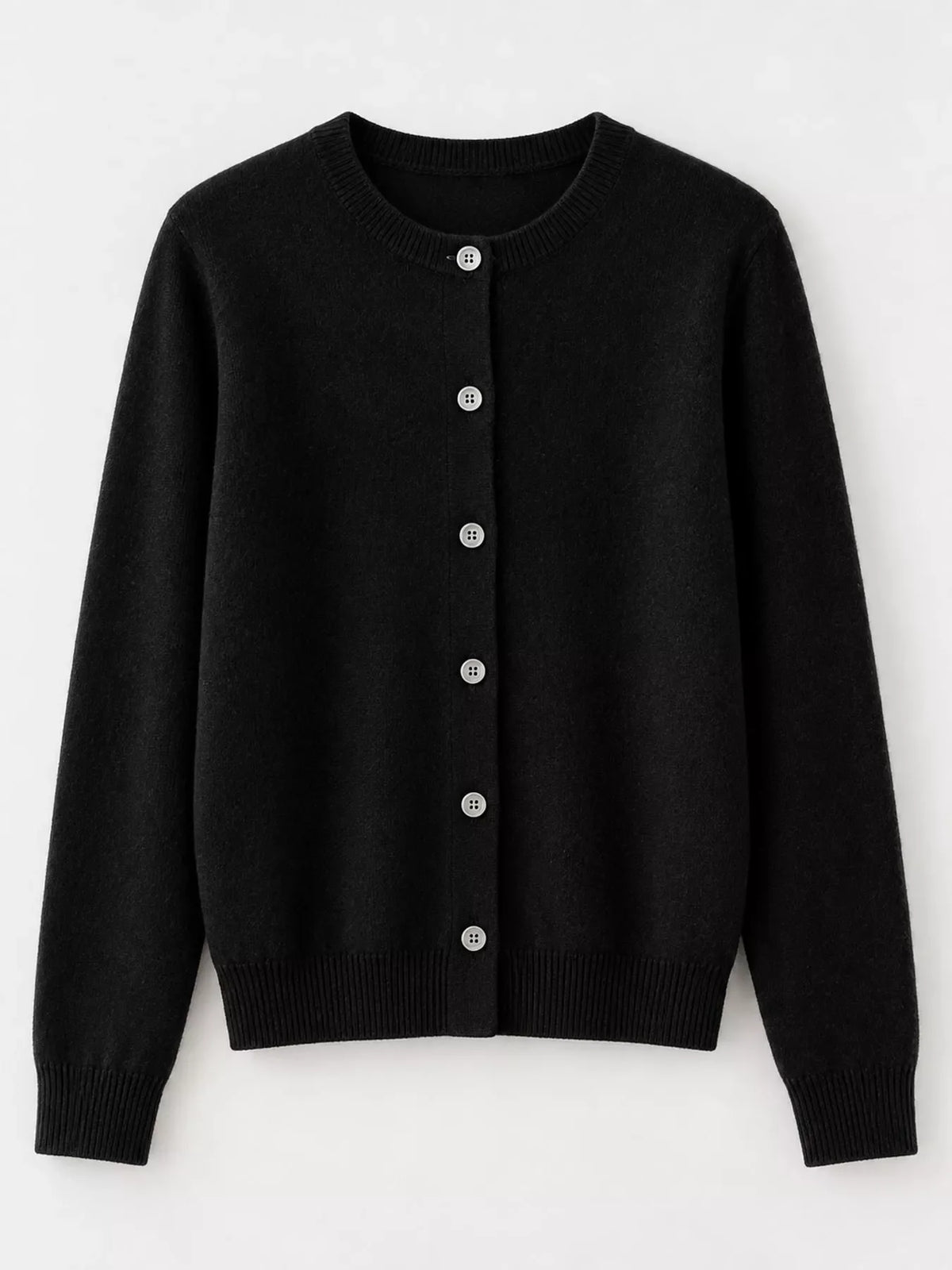 Crew Neck Button-Down Cardigan