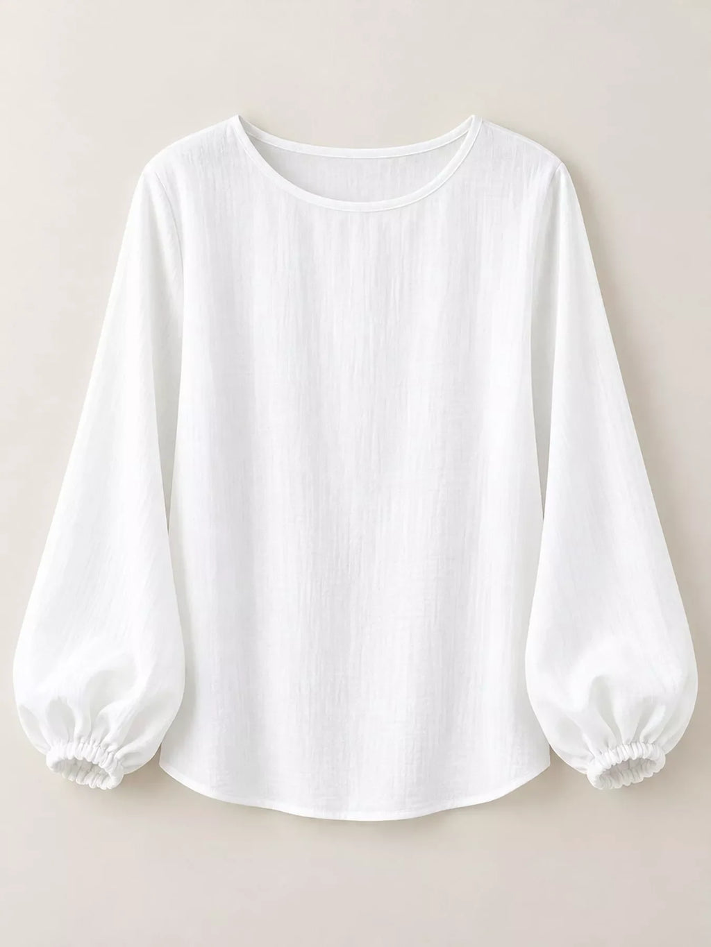 Full Size Elasticated Cuffs Long Sleeve Blouse Plus Size