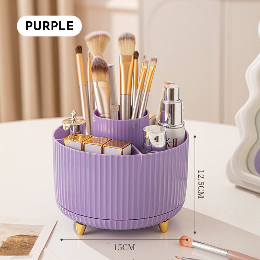 360 Rotating Makeup Brush Holder & Organizer  Countertop Storage For Cosmetics & Skincare 8 Colors