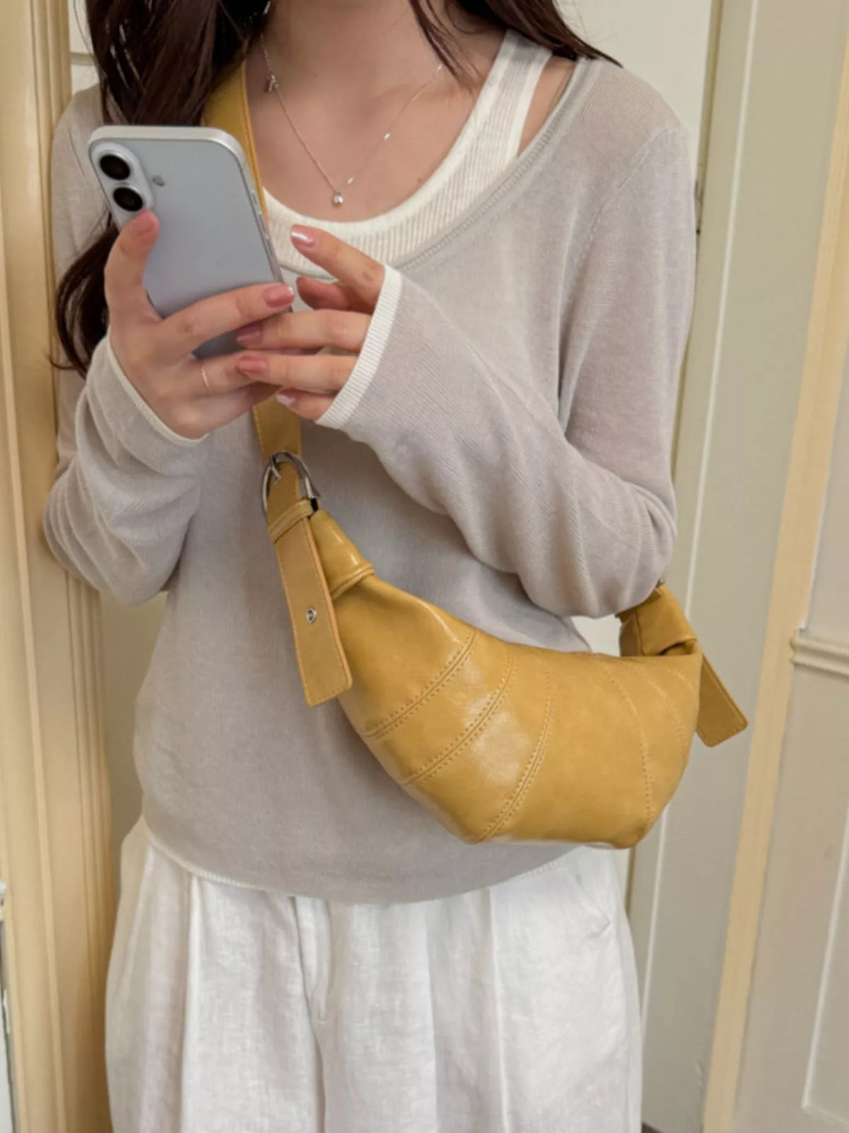 Crescent-Shaped Crossbody Bag