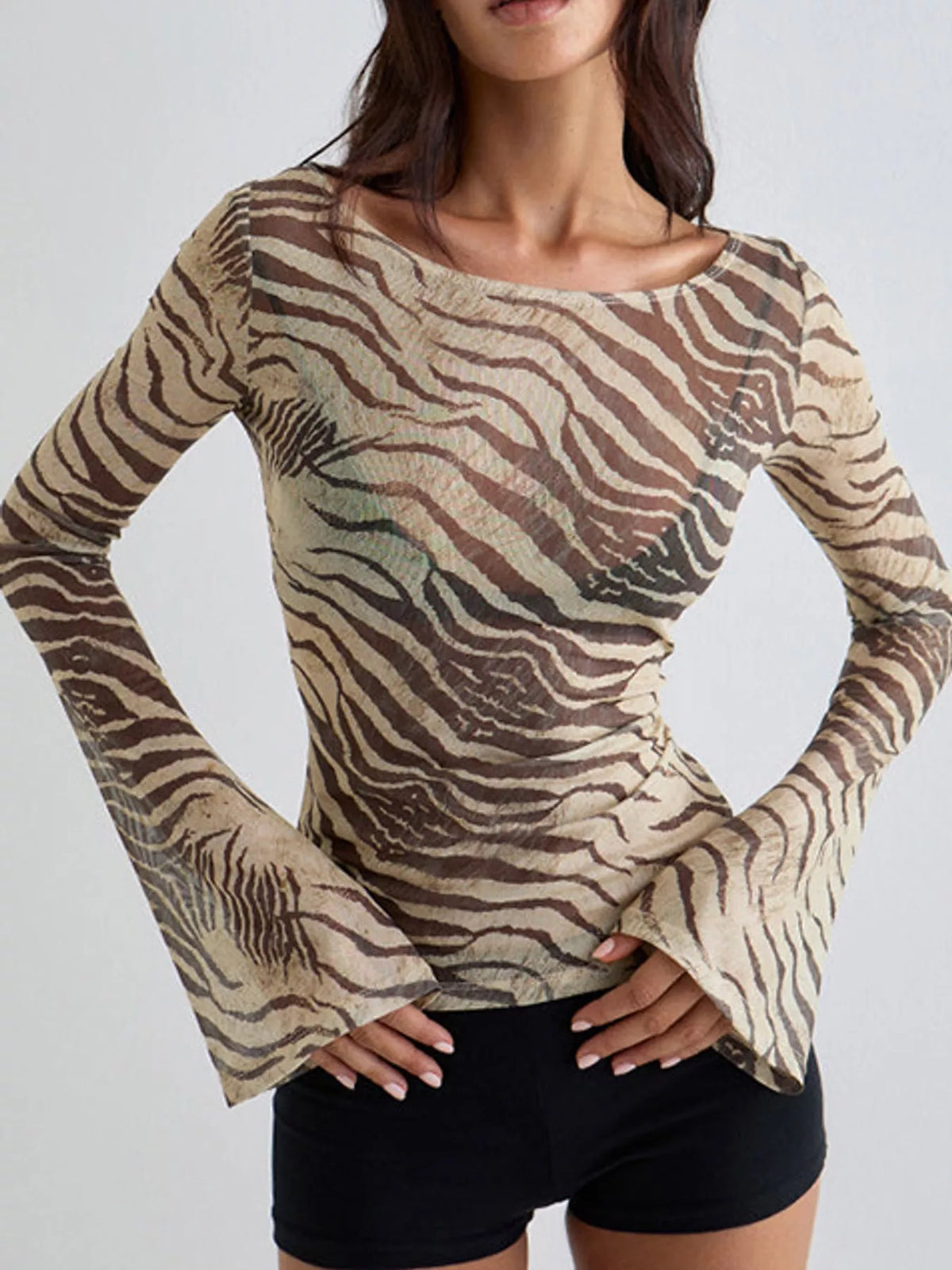 Printed Long Sleeve Slim Fit T-Shirt