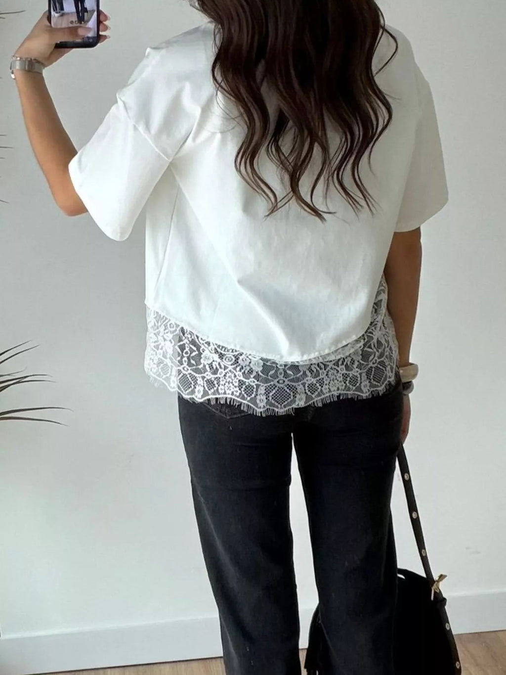 Lace Hem Short Sleeve Top