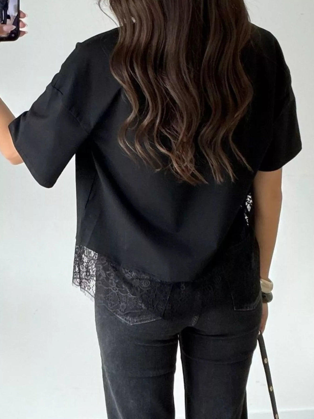 Lace Hem Short Sleeve Top