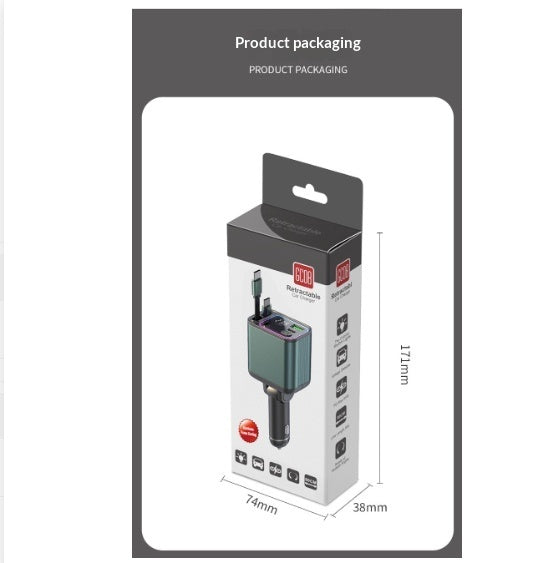 Retractable Cord Automatic Retraction Car In-car Charger Super-fast Charging