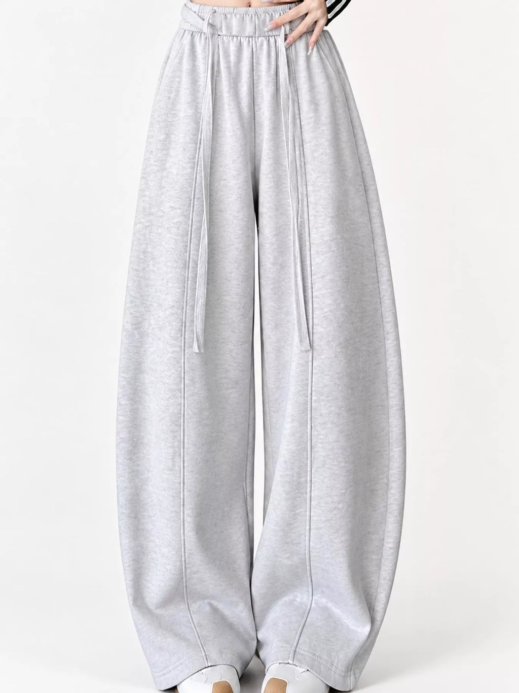 Drawstring Wide-Leg Casual Pants
