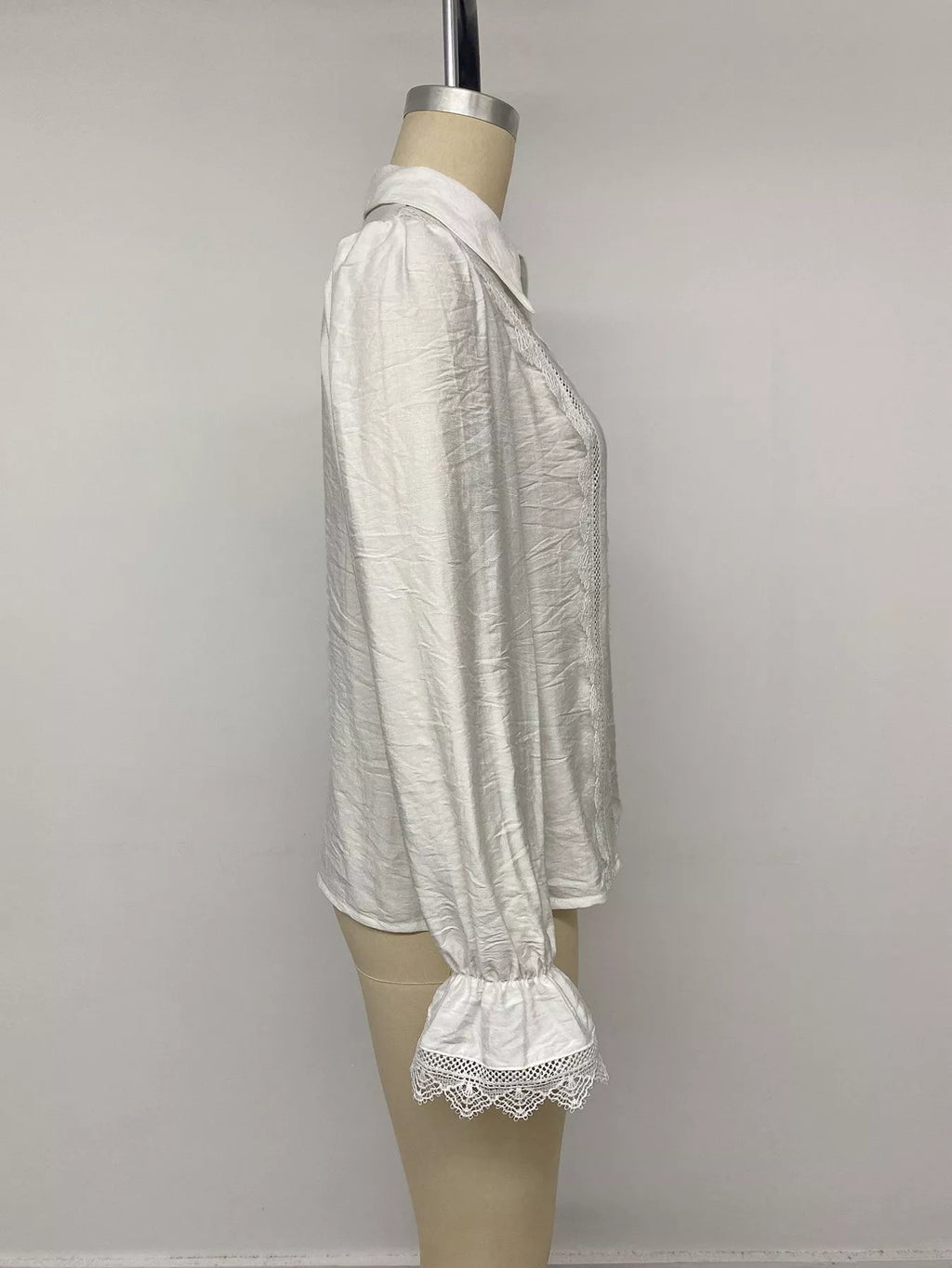Lace-Trimmed Button-Down Shirt