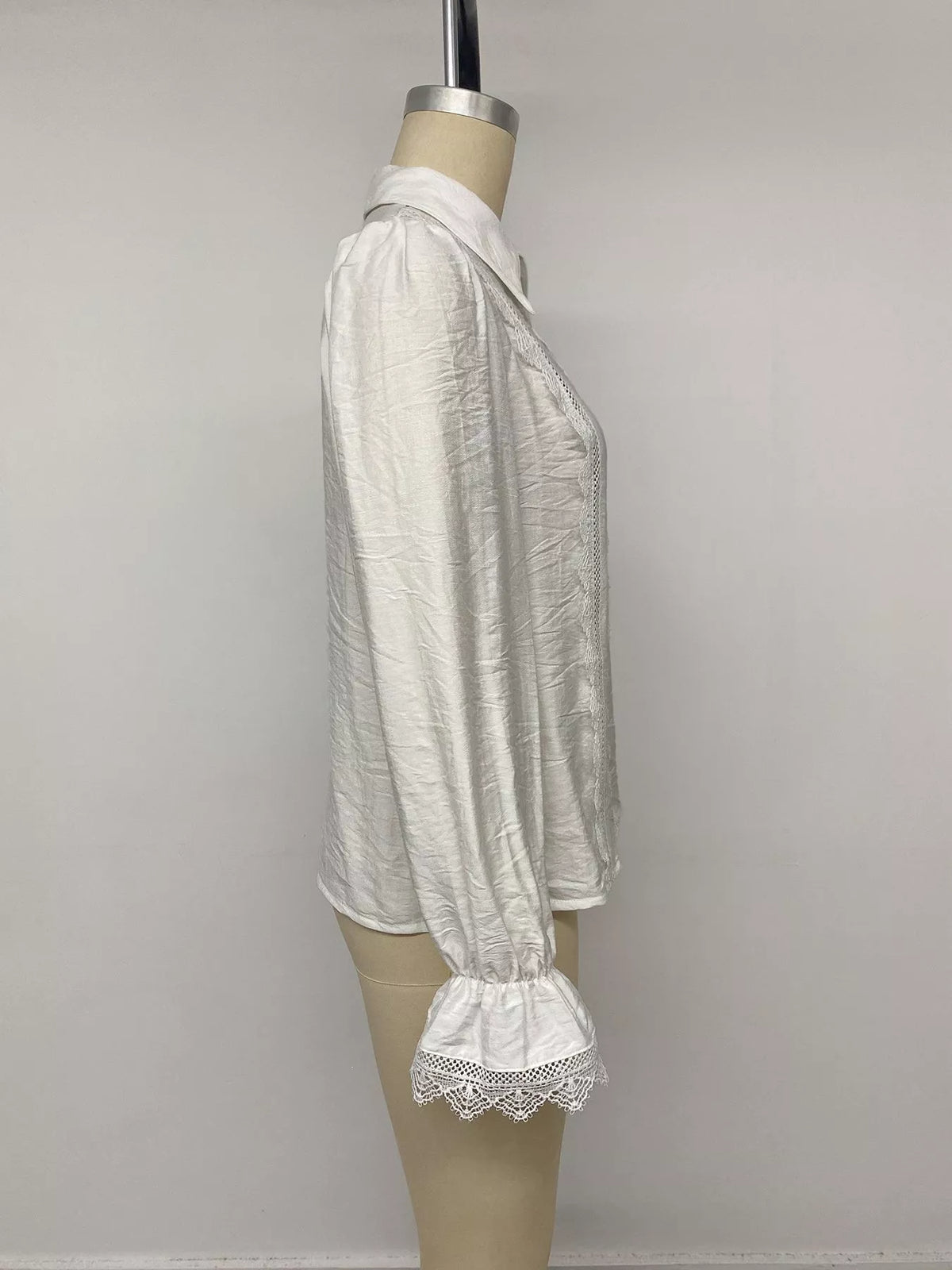 Lace-Trimmed Button-Down Shirt