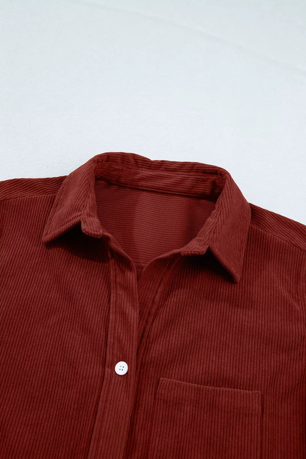 Adjustable Cuff Long Sleeve Corduroy Shirt