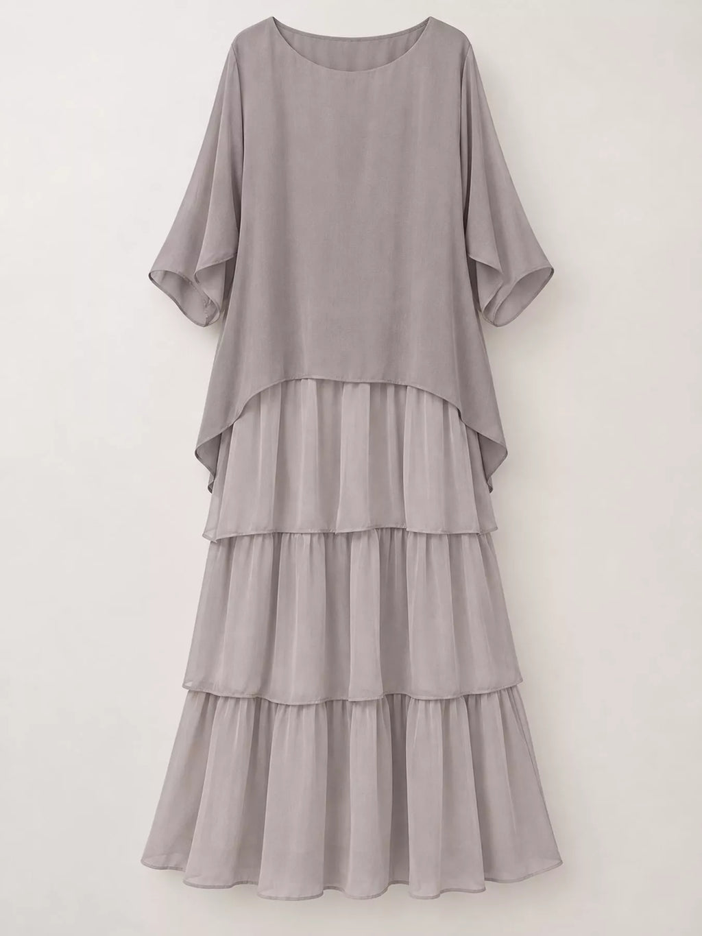 Full Size Layered Batwing Sleeve Maxi Dress Plus Size