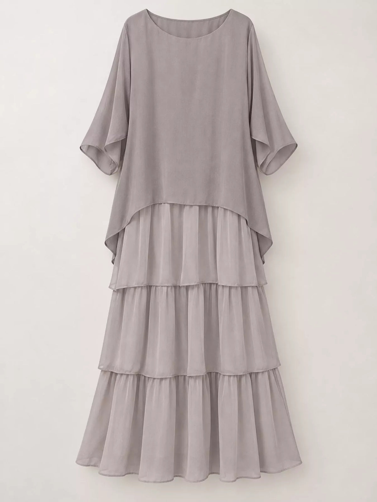 Full Size Layered Batwing Sleeve Maxi Dress Plus Size