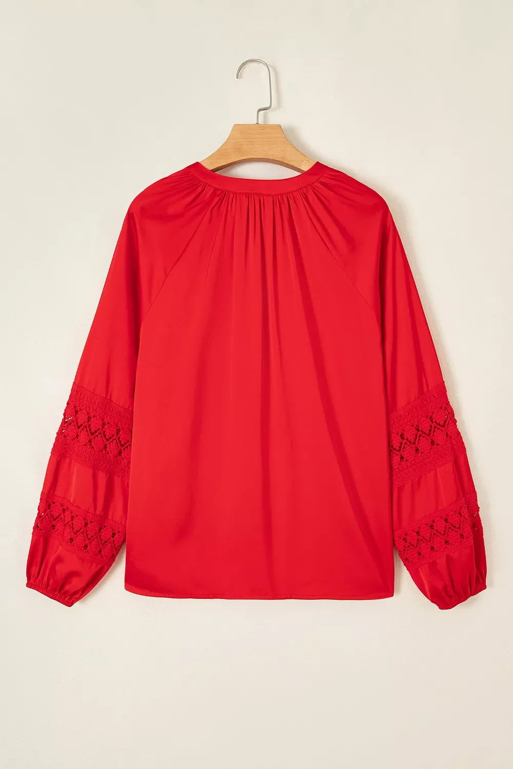 Christmas Patchwork Lace Long Sleeve V Neck Button Front Shirt