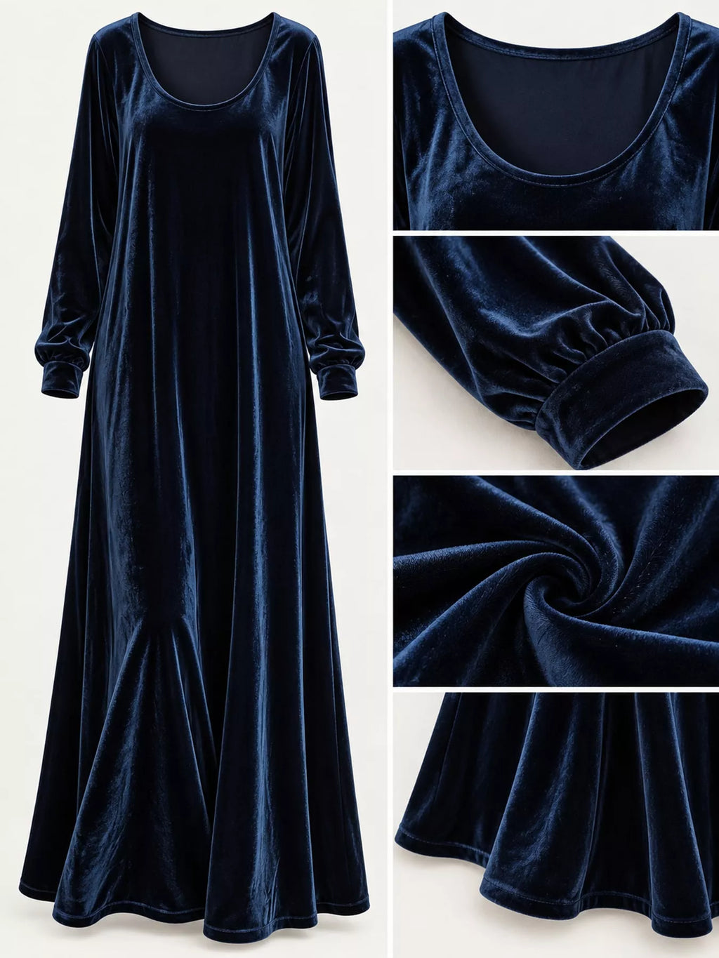 Velvet Long-Sleeve Maxi Dress