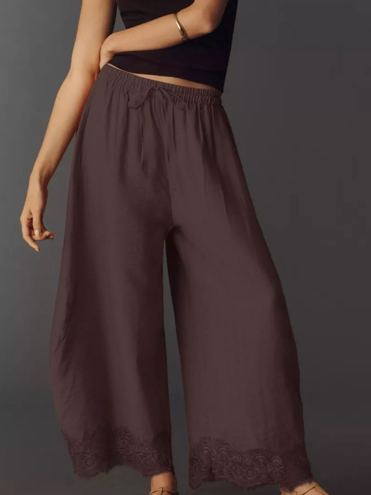 Drawstring Wide Leg Pants
