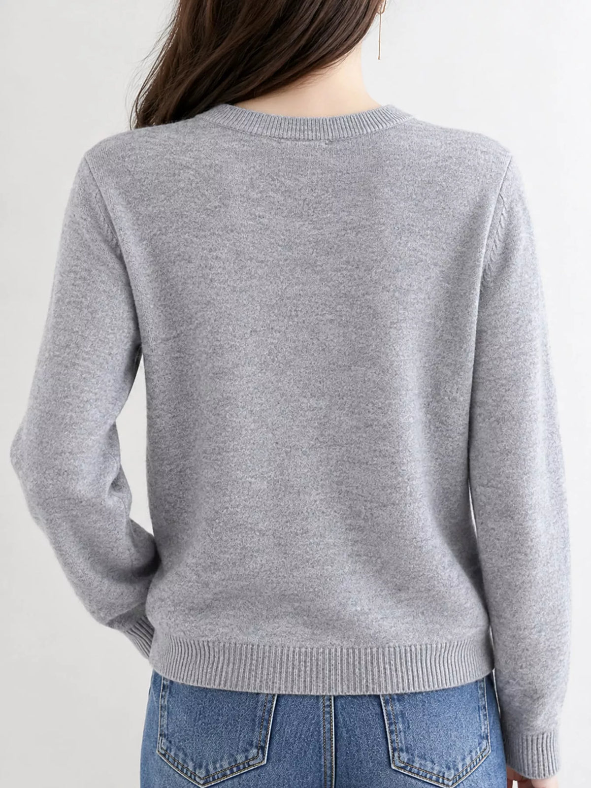 Crew-Neck Button-Down Cardigan