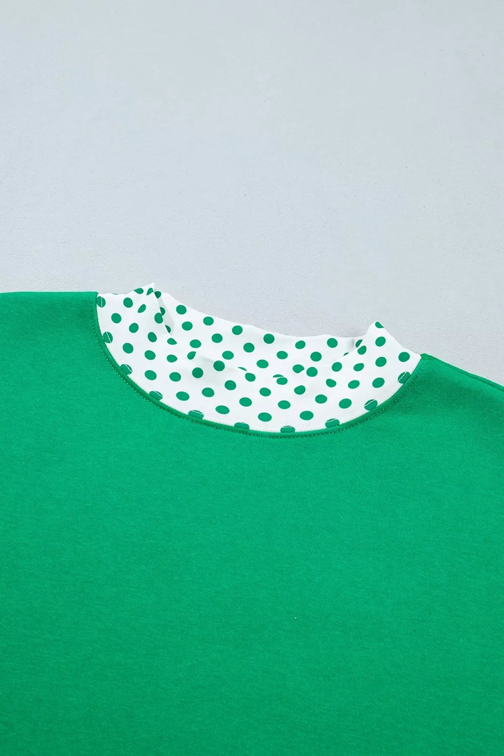 Polka Dot Trim Long Sleeve Sweatshirt and Shorts Set