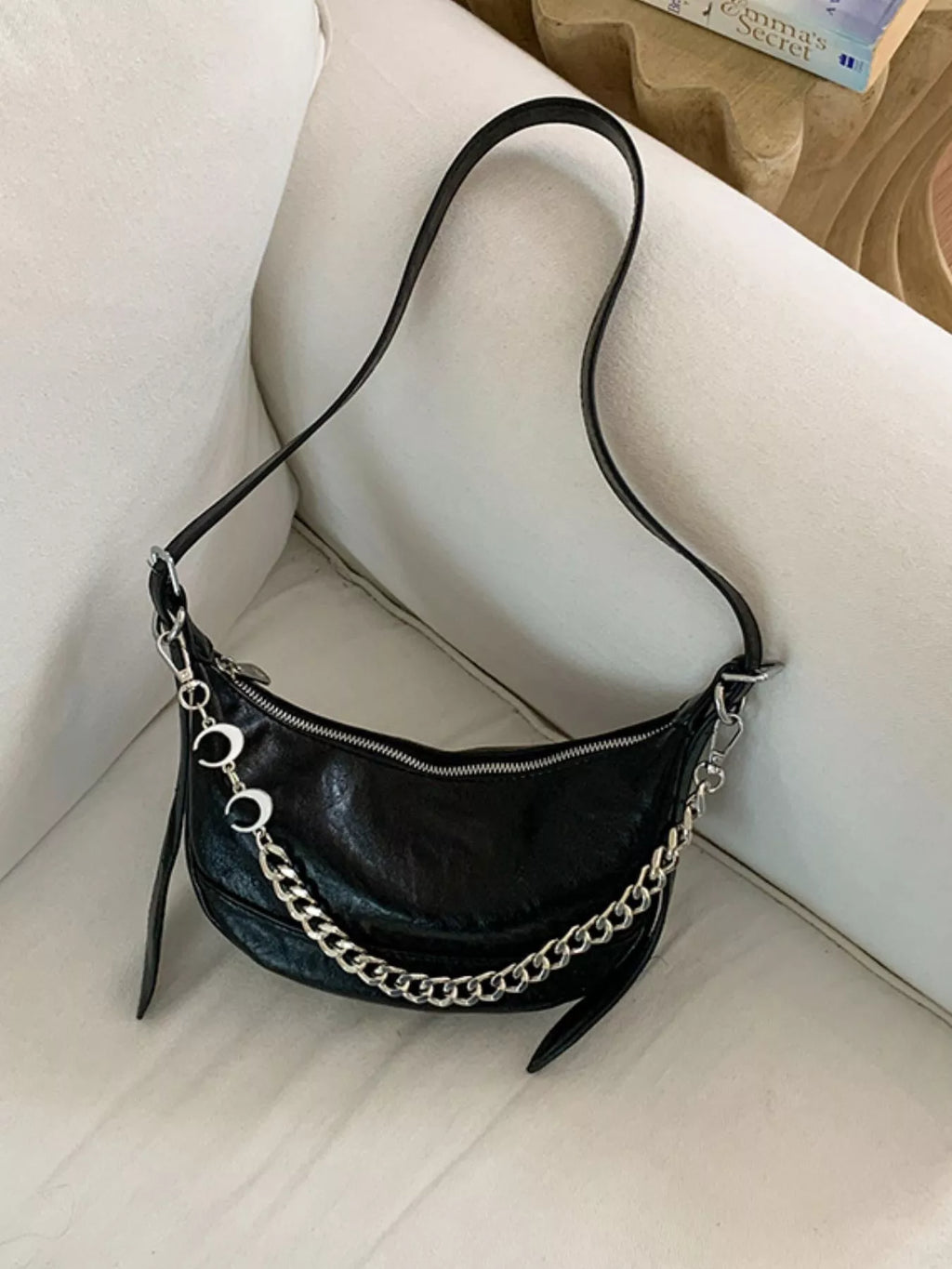 Crescent PU Leather Crossbody Bag
