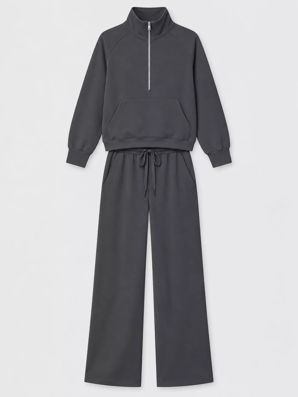 Half-Zip Sweatshirt and Wide-Leg Pants Set