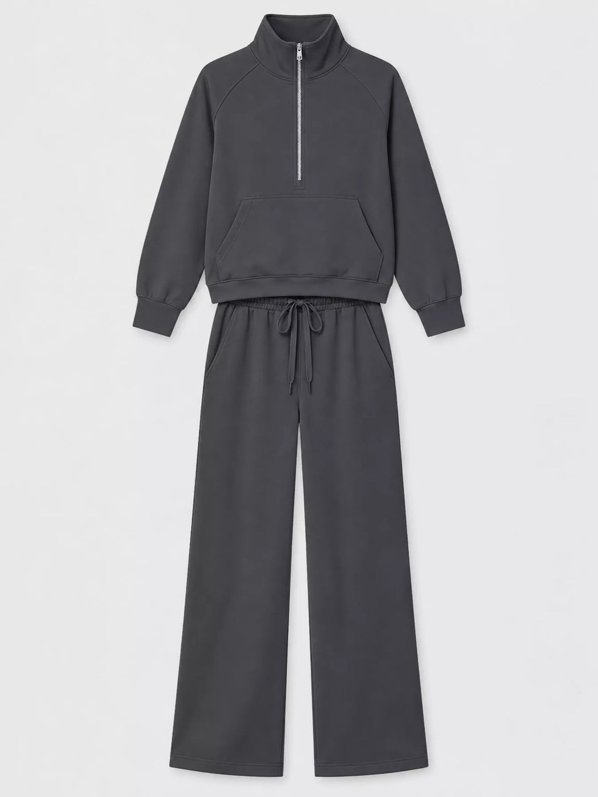 Half-Zip Sweatshirt and Wide-Leg Pants Set