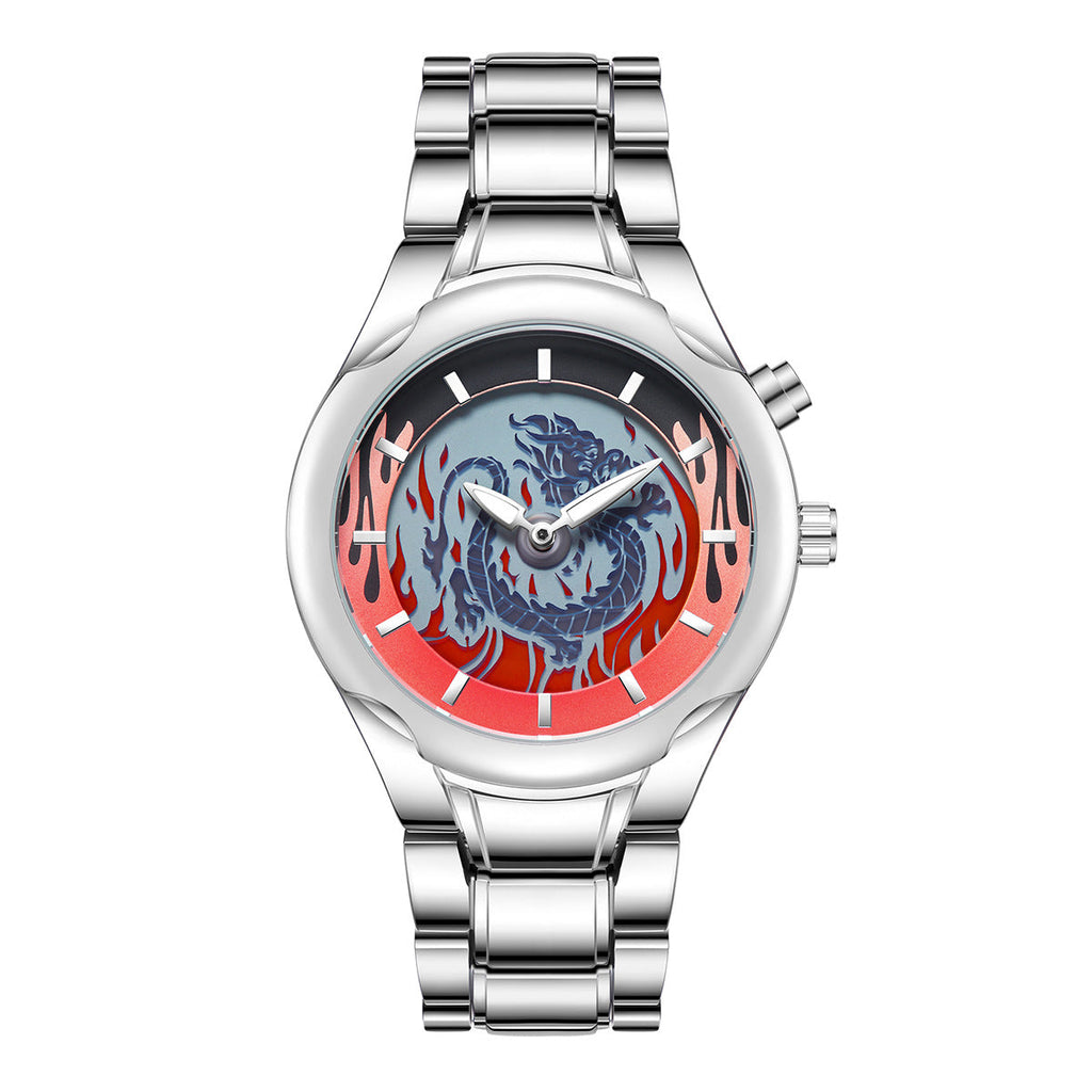 Personalized Retro Dragon-shaped Dual-display Mens Watch With A Trendy Premium Look And Water Resistance