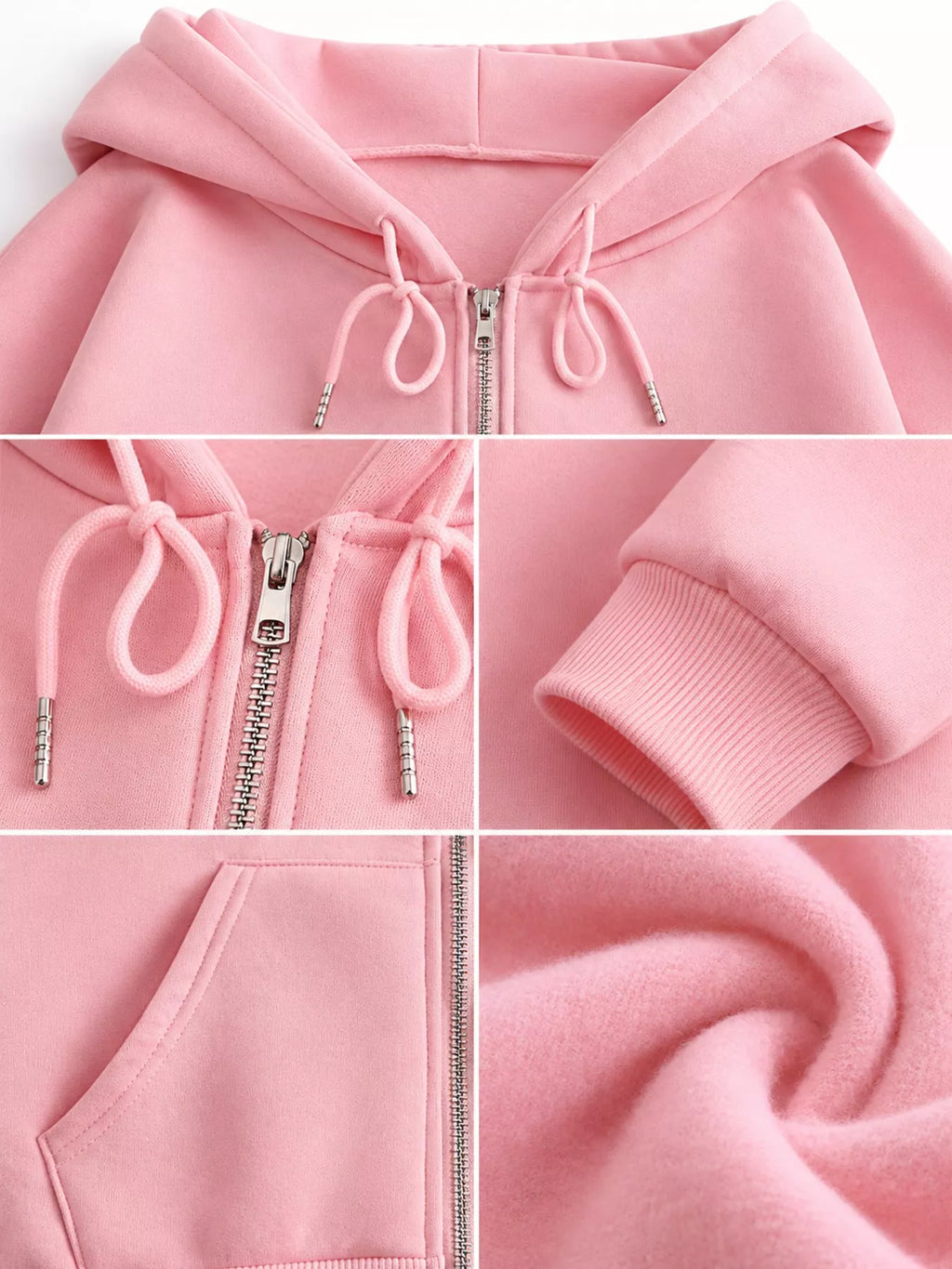 Full Size Oversized Solid Zip-Up Hoodie with Drawstring Plus Size