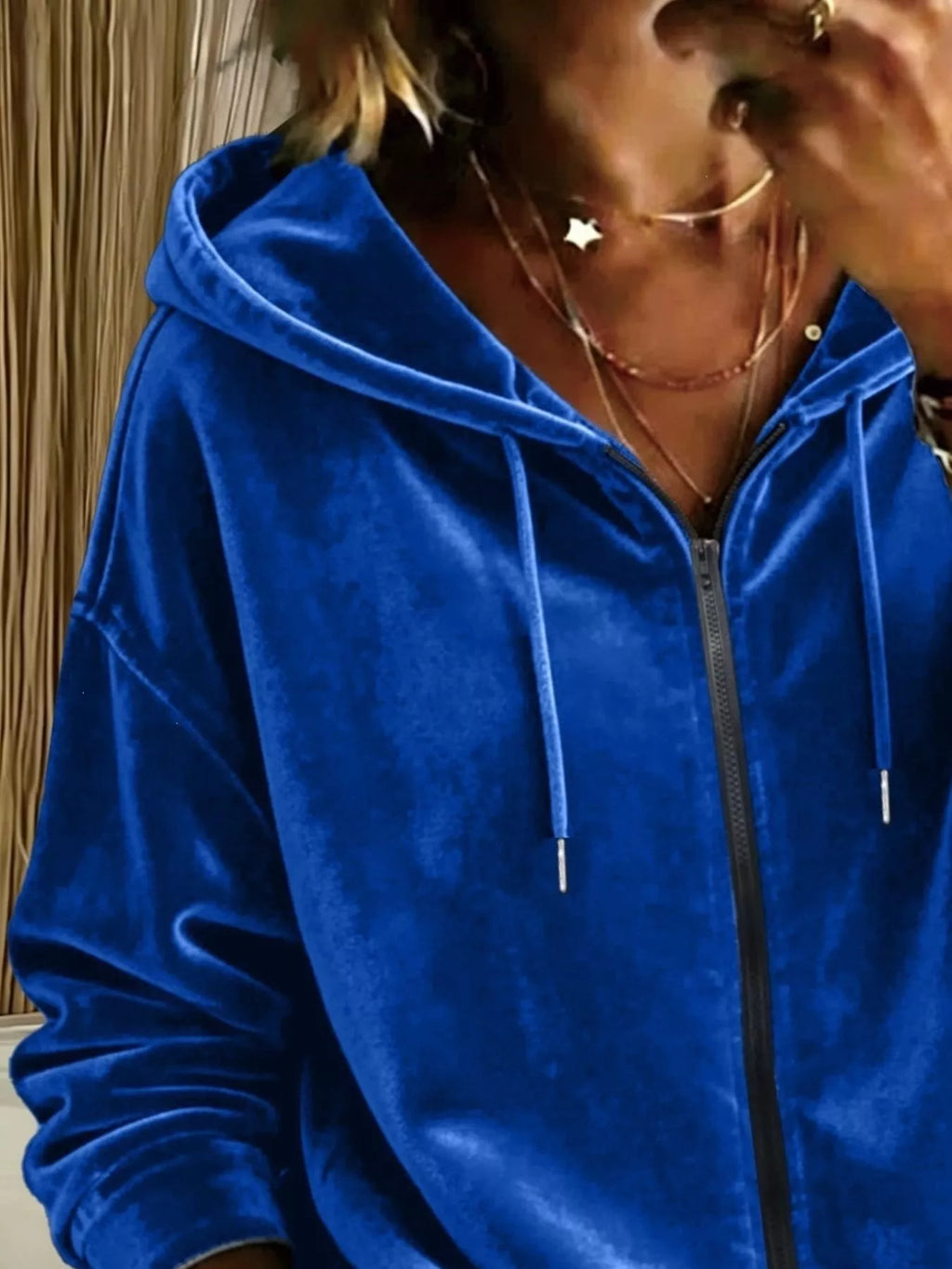 Full Size Velvet Zip-Up Hoodie Plus Size