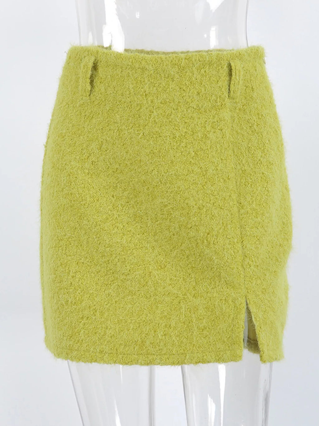 Textured Mini Skirt with Front Slit