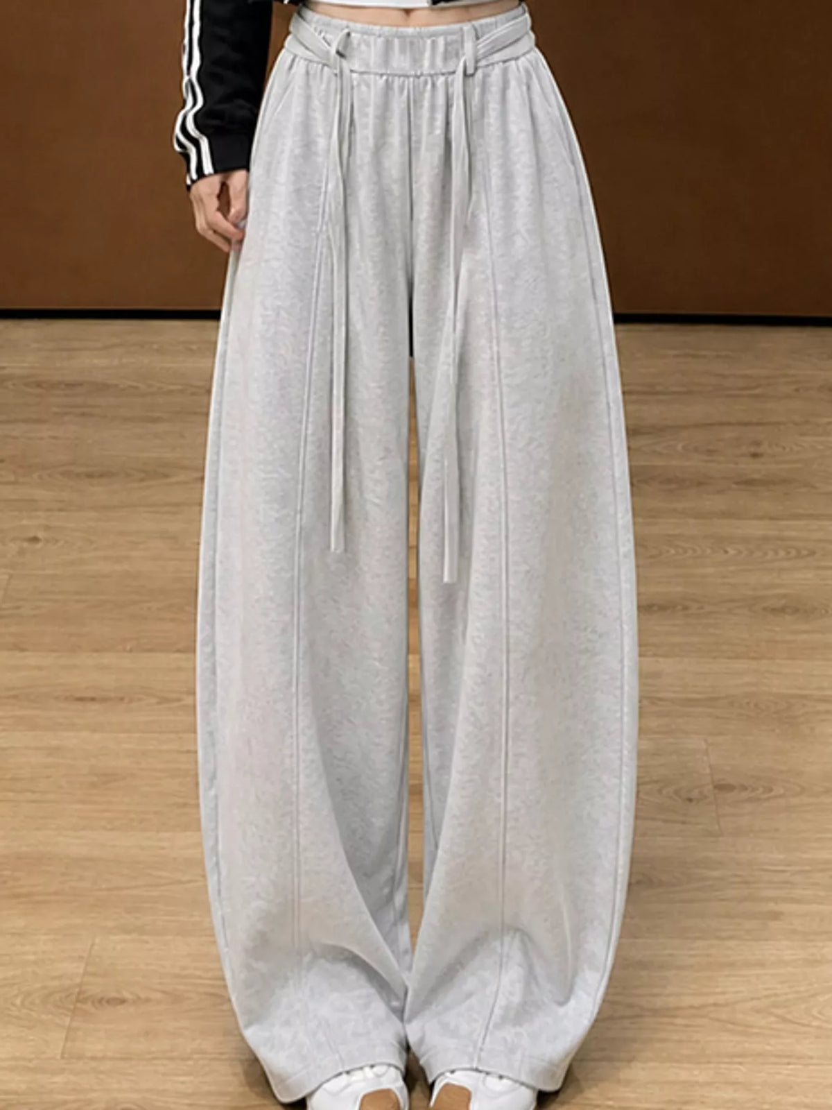 Drawstring Wide-Leg Casual Pants