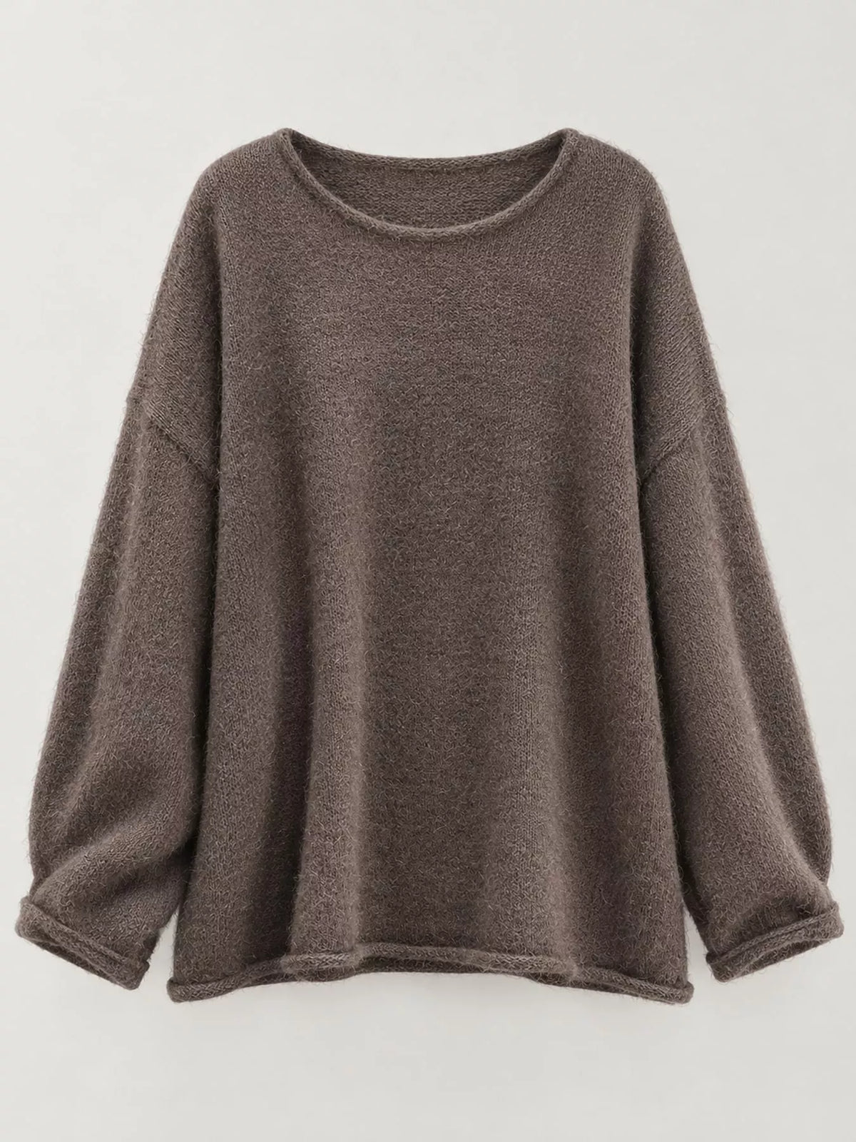 Round Neck Dropped Shoulder Sweater